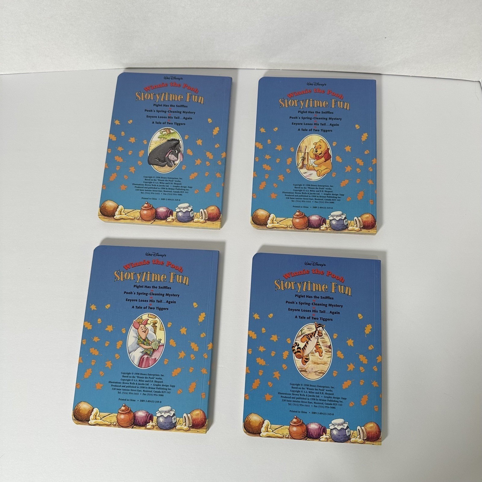 Disney Winnie the Pooh Storytime Fun 4 Board Book Set Vintage 1998 Case