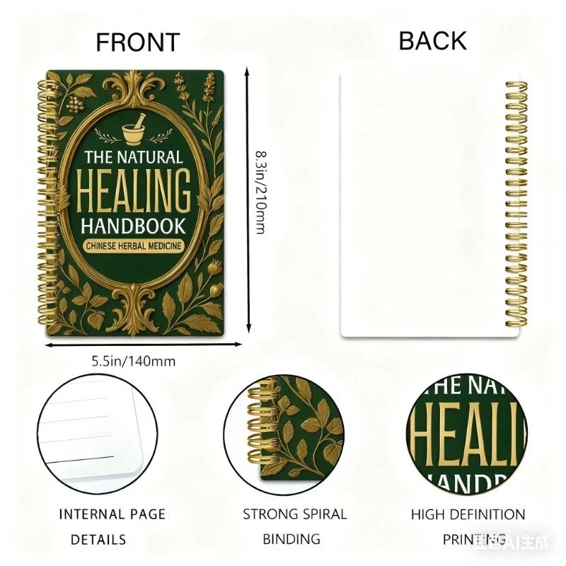 The Natural Healing Handbook, Spiral-Bound Guide For Herbal Remedies And Natural
