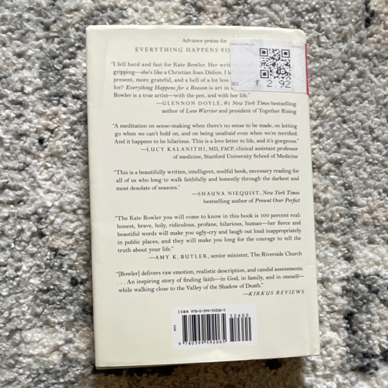 Kate Bowler Everything Happens for a Reason Hardcover Random House 2018