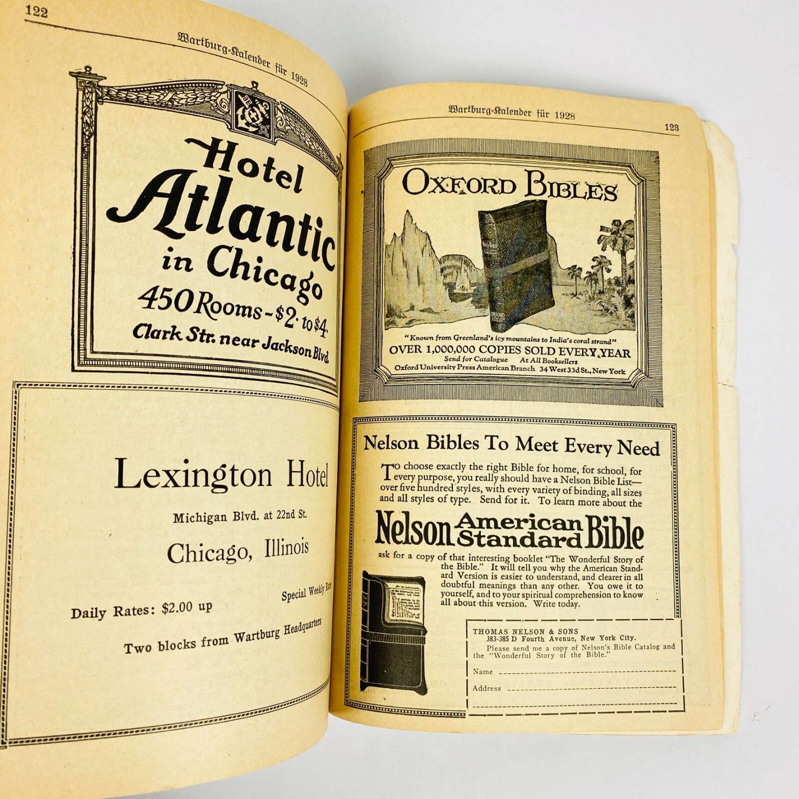 1928 Wartburg Kalender German Edition Book Seminar Dubuque Iowa Vintage