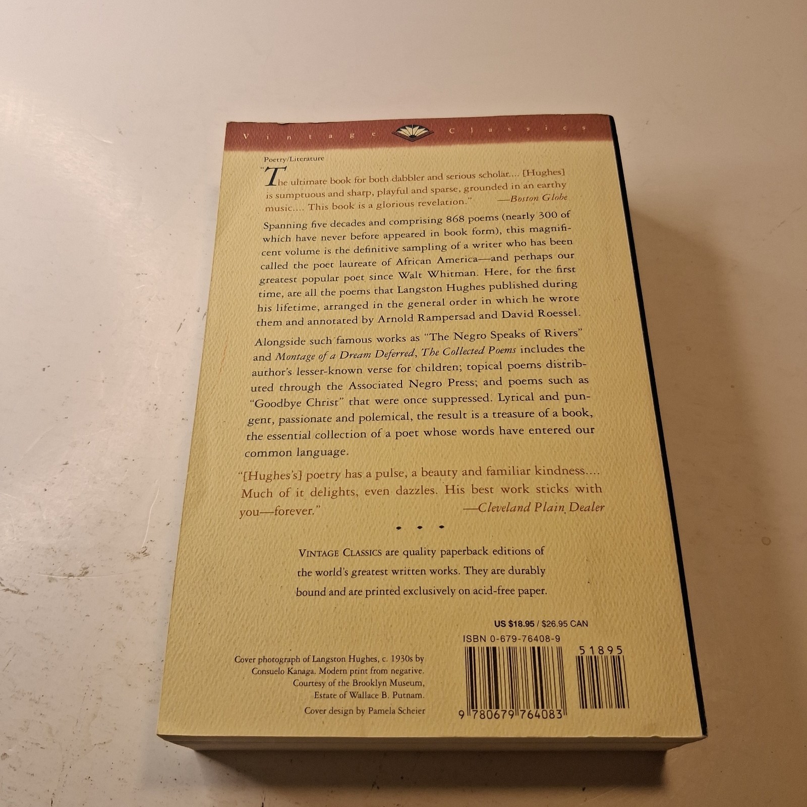 The Collected Poems of Langston Hughes (Vintage Classics, 1994) Hardcover SIGNED