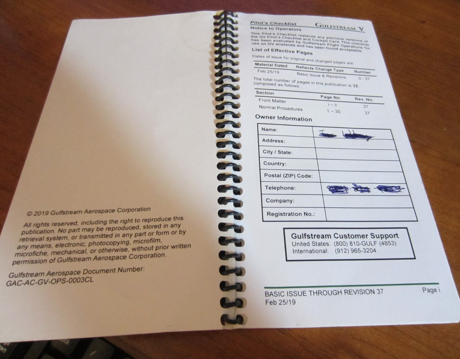 GULFSTREAM GV PILOT CHECKLIST AS PICTURED 2019 30 PAGES