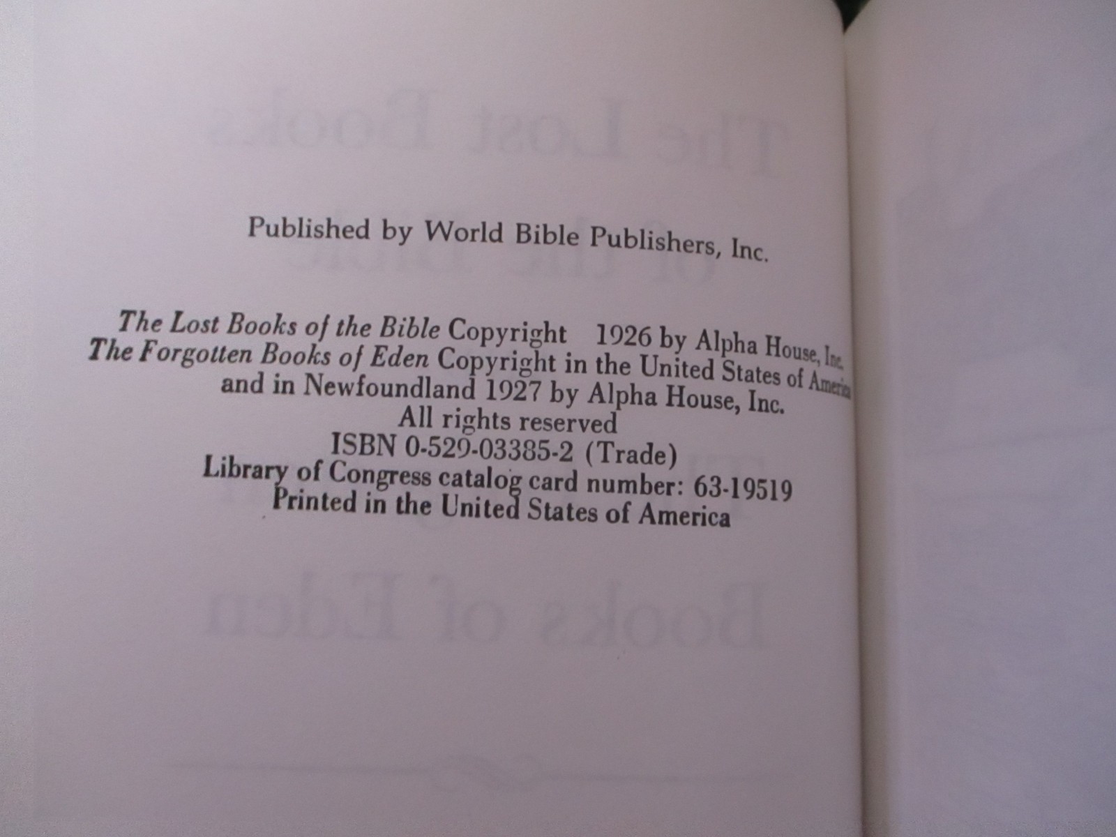 The Lost Books of the Bible and the Forgotten Books of Eden (Alpha House 1927)