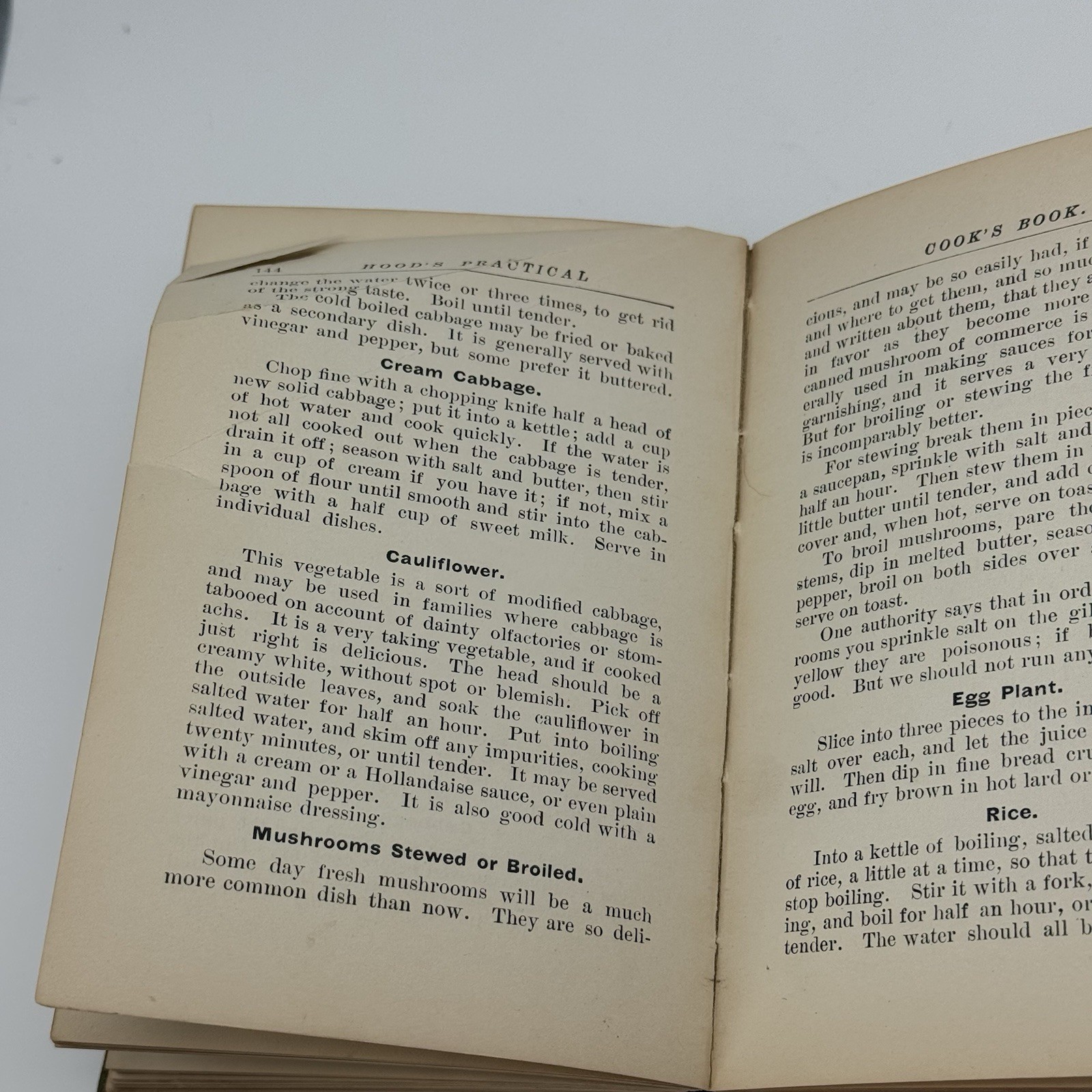 Antique Hood’s Practical Cook’s Book Lowell Massachusetts 1897 6th Printing HC