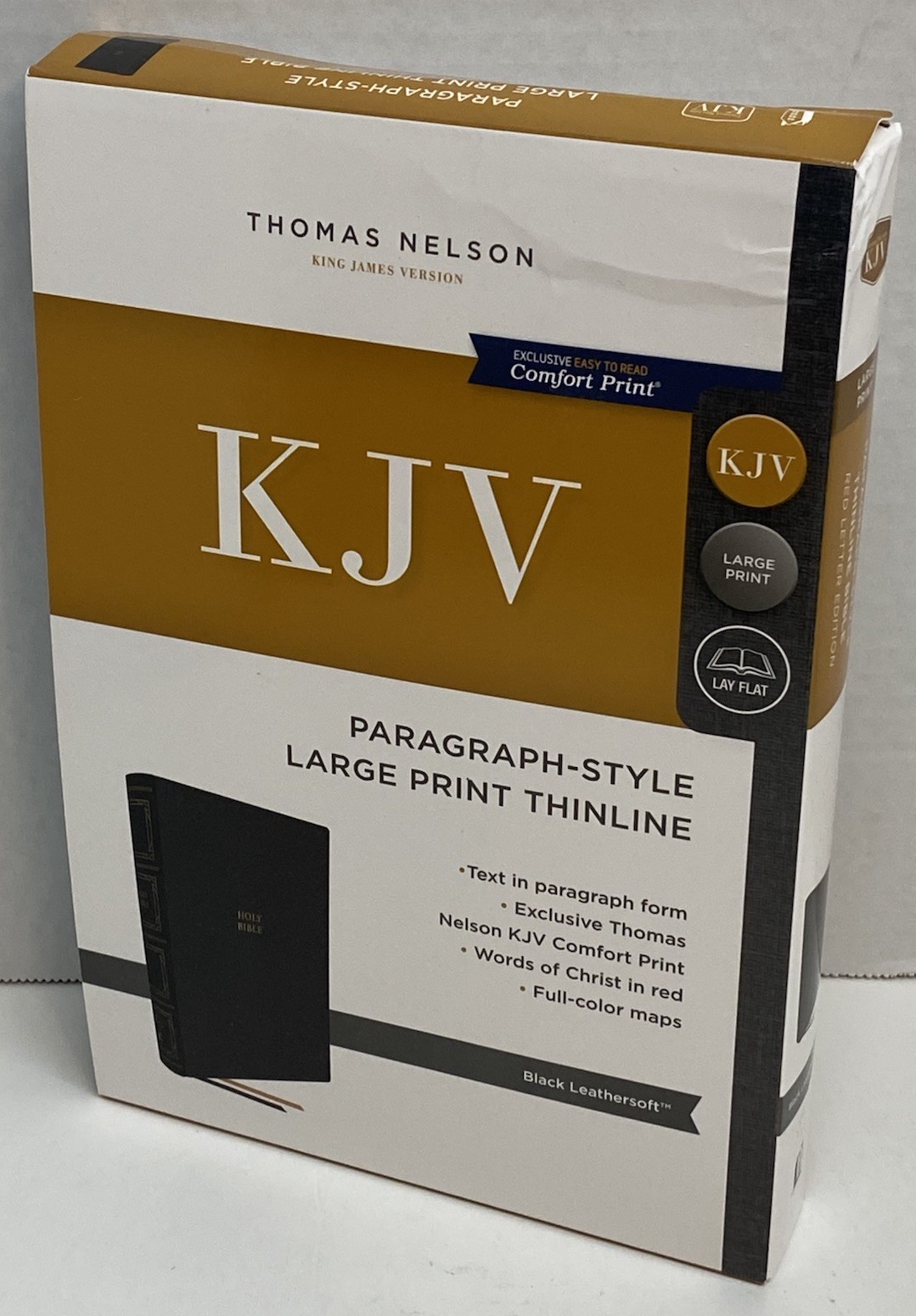 KJV, Paragraph Bible, Large Print 10-Pt, Black Leather-Soft, King James Version