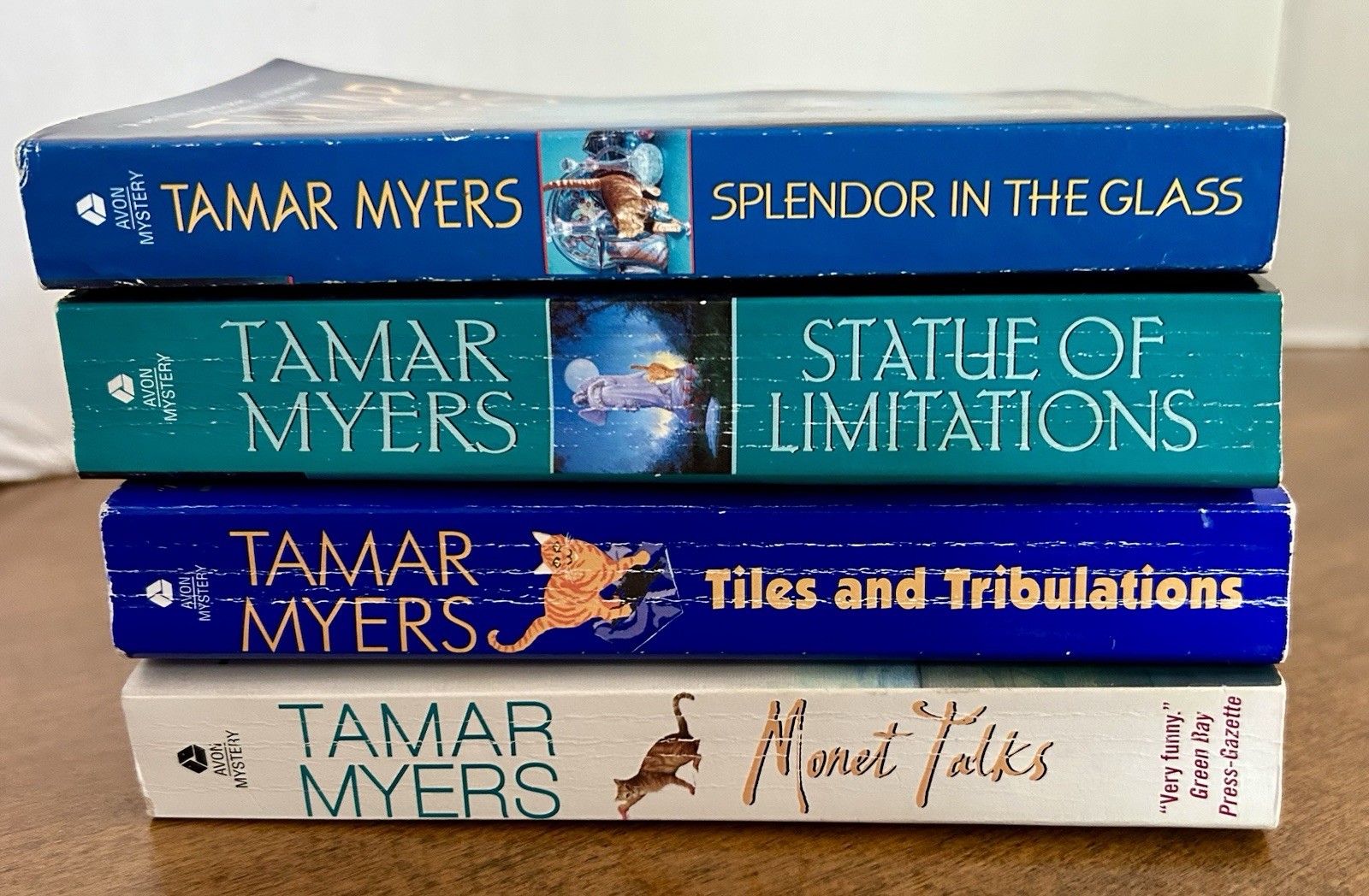 TAMAR MYERS A Den Of Antiquity Mystery Tiles And Tribulations And More Lot of 4