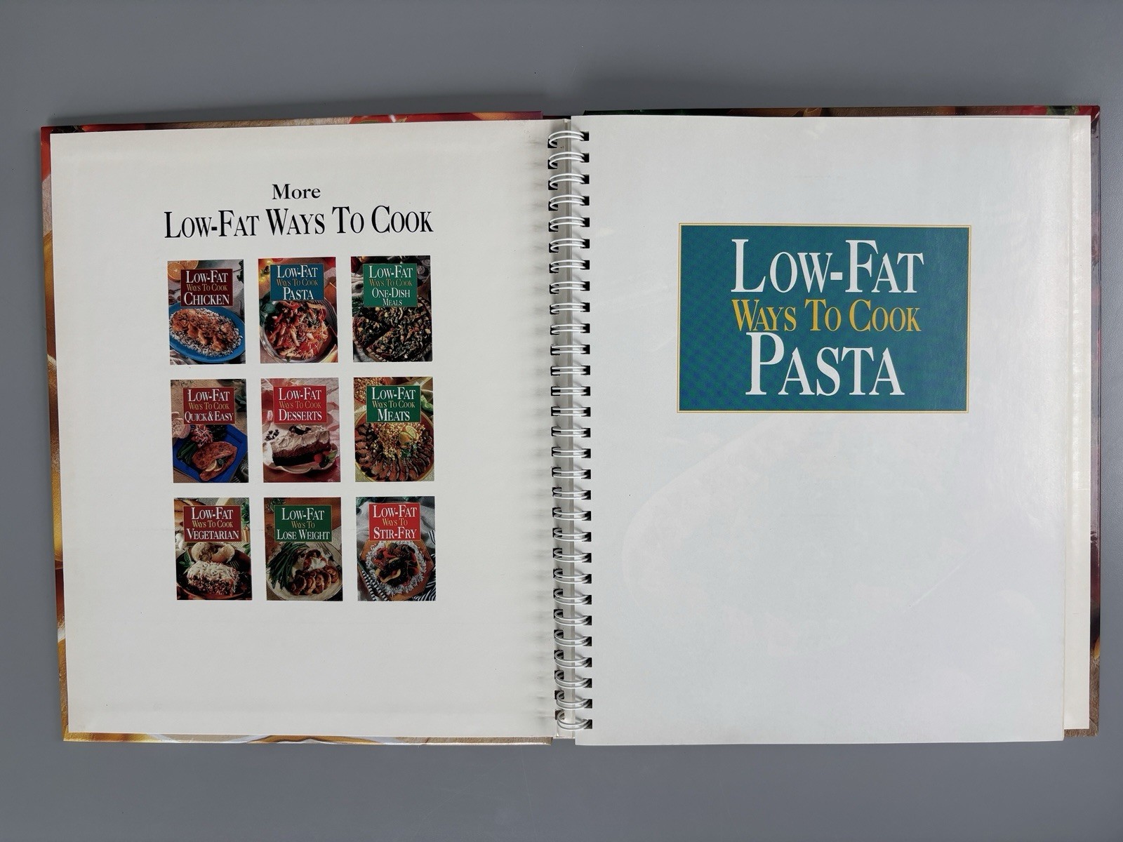 Lot of 2 Low-Fat Ways to Cook Pasta AND Chicken 1990s vtg HC Metal Spiral Bound