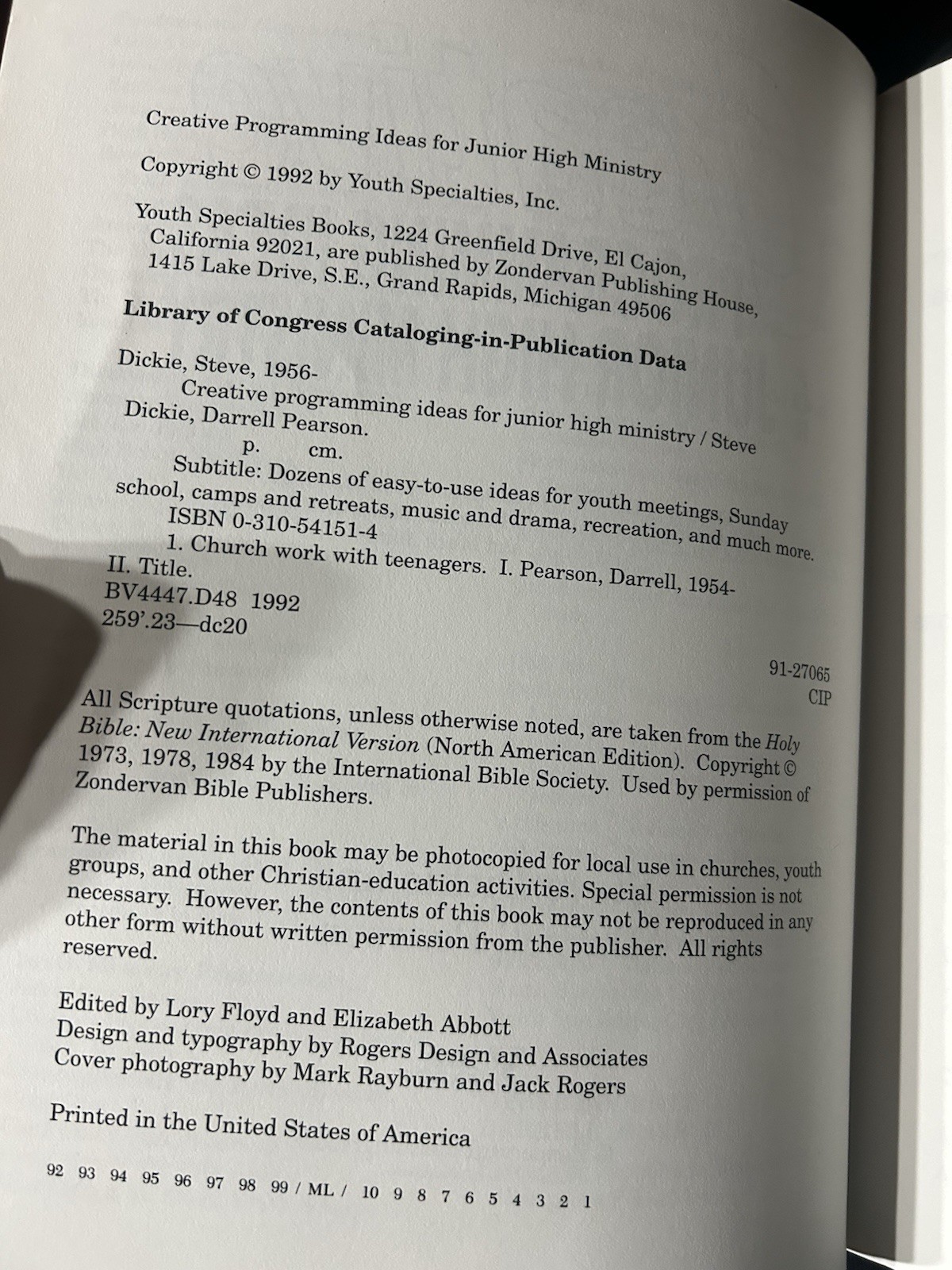 Creative Programming Ideas for Junior High Ministry by Dickie Steve; Pearson