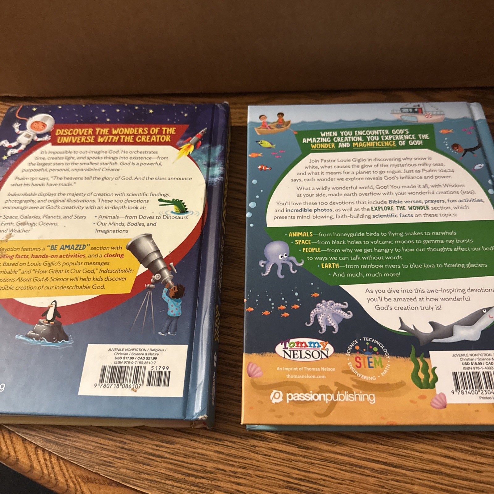 Lot of 2 Louie Giglio Kids Devotionals: Indescribable + The Wonder of Creation