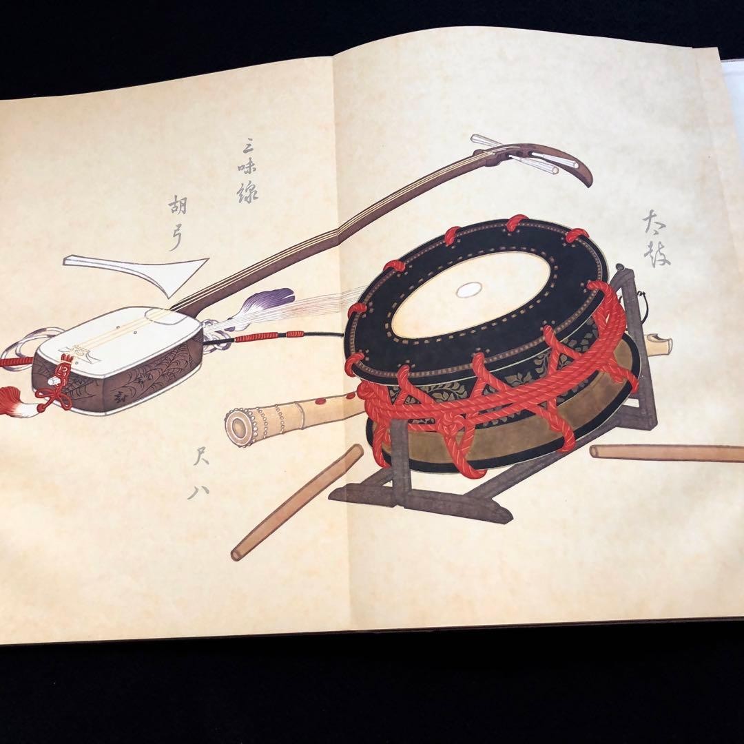 Japanese Traditional Musical Instruments Book with Rakugi Paintings, Used