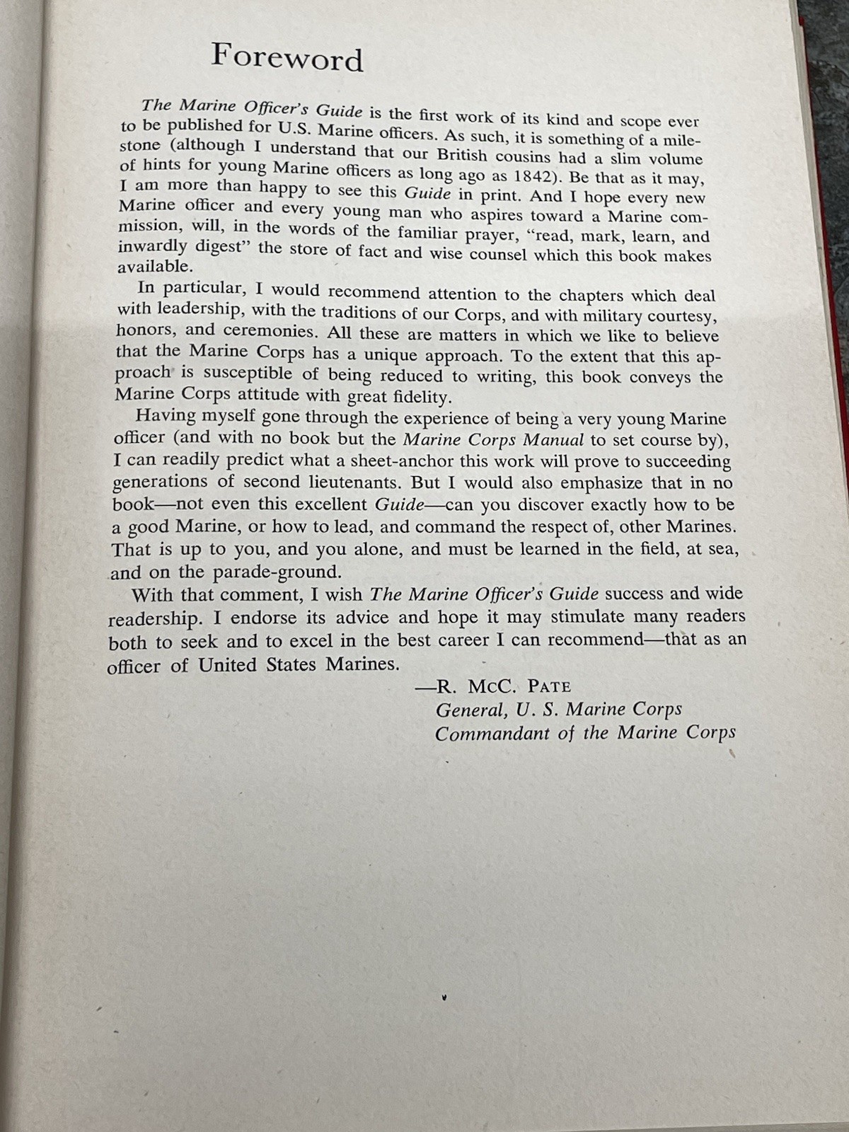 THE MARINES OFFICER’S GUIDE, United States Naval Institute Copy Right 1956
