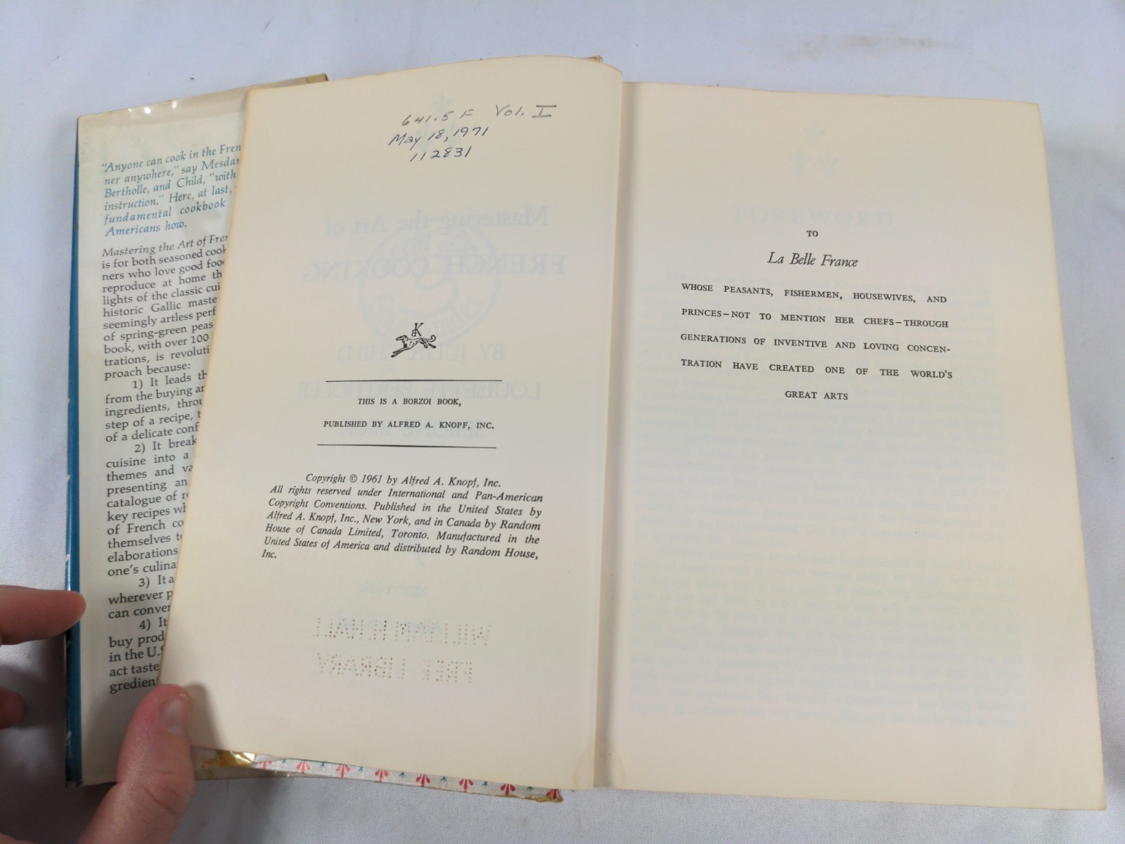 RARE! Mastering The Art of French Cooking by Julia Child, Vol 1 (1971) FINE HCDJ