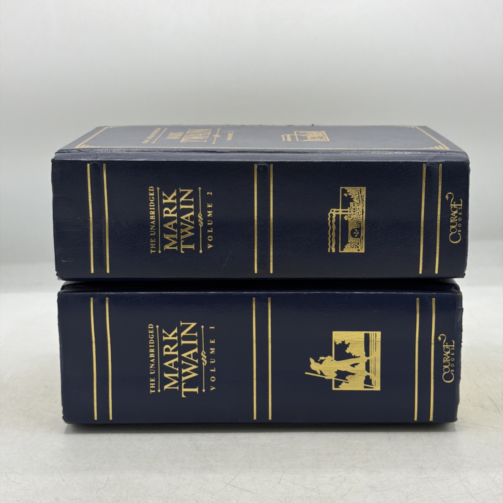 The Unabridged MARK TWAIN Volume 1 and 2 Courage Book set Kurt Vonnegut 1997 VTG