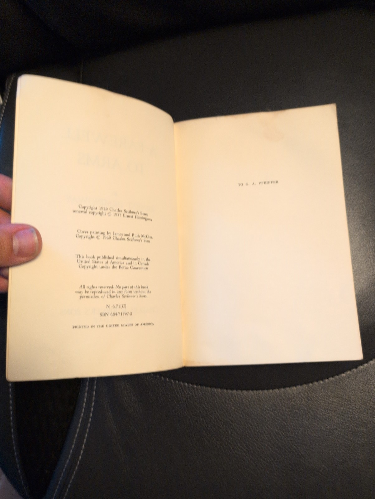 A Farewell to Arms by Ernest Hemingway 1969 Paperback