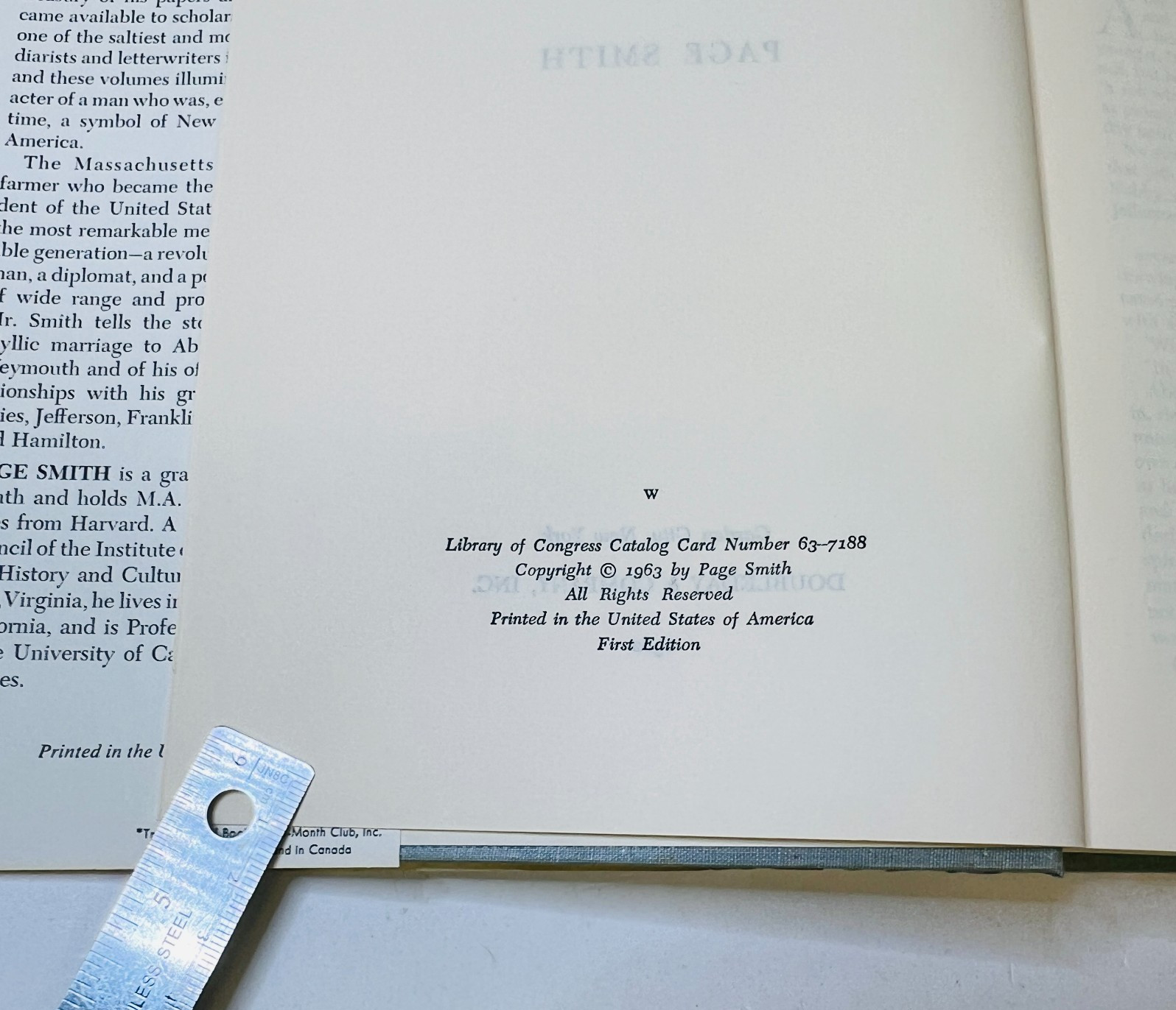 John Adams by Page Smith 1962, Volumes I and II, First Edition HC/DJ