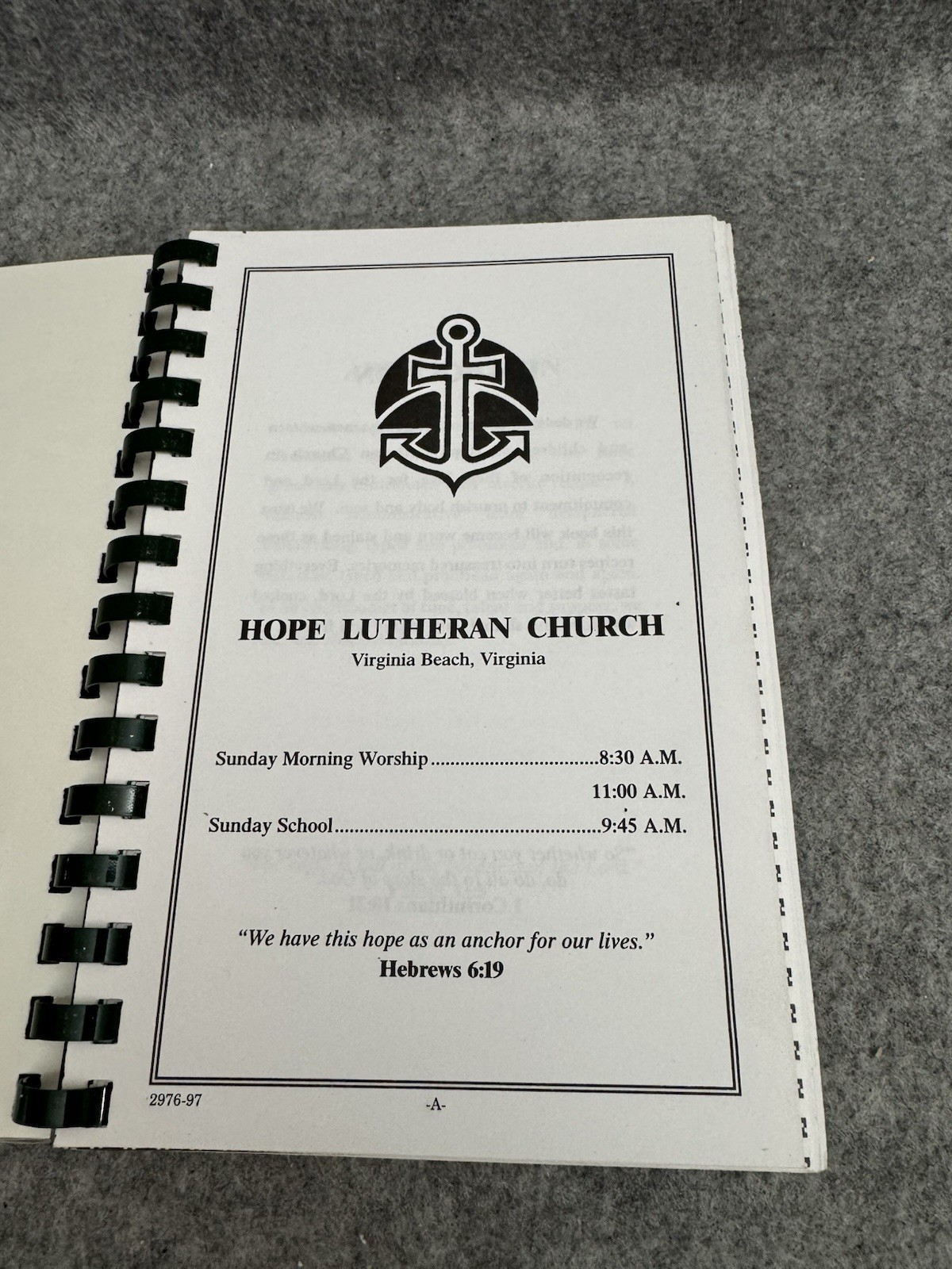 A Taste of Hope Cookbook Hope Lutheran Church Virginia Beach VA 1997