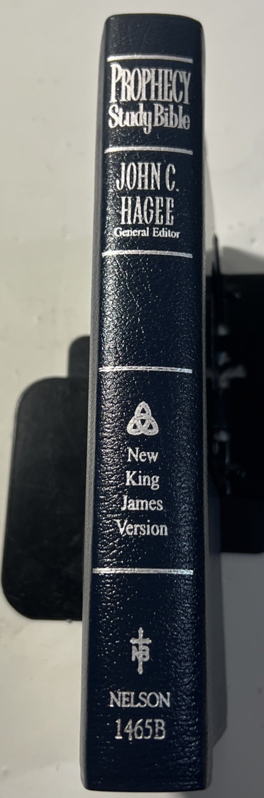 PROPHECY STUDY BIBLE NKJV NELSON 1465B GENUINE BONDED LEATHER JOHN HAGEE VG