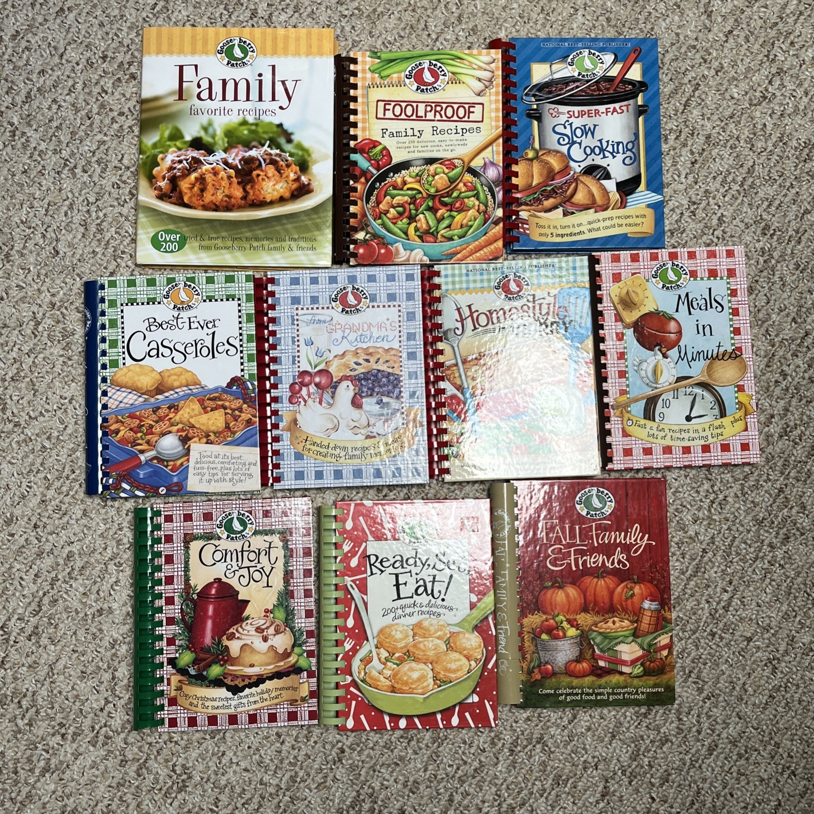 Lot Of 10 Gooseberry Patch Cookbooks Homestyle Casseroles Family Slow Cooking