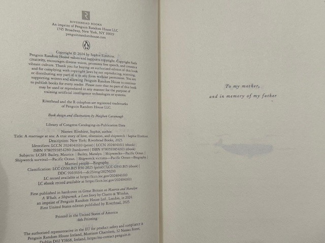 A Marriage at Sea : Hardcover : Sophie Elmhirst : Very Good