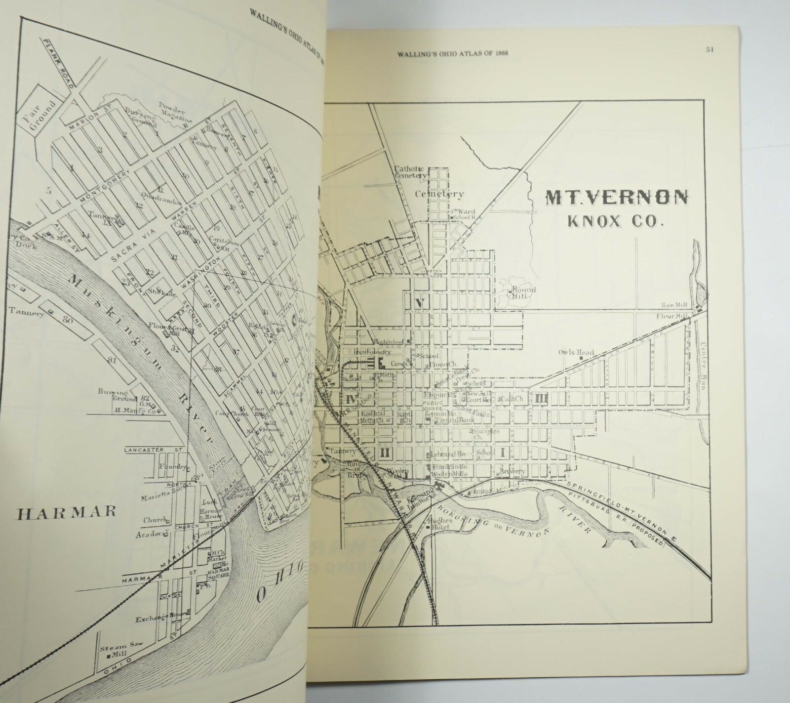 Atlas of the State of Ohio 1868 H.F. Walling RE 1976 Maps Folio