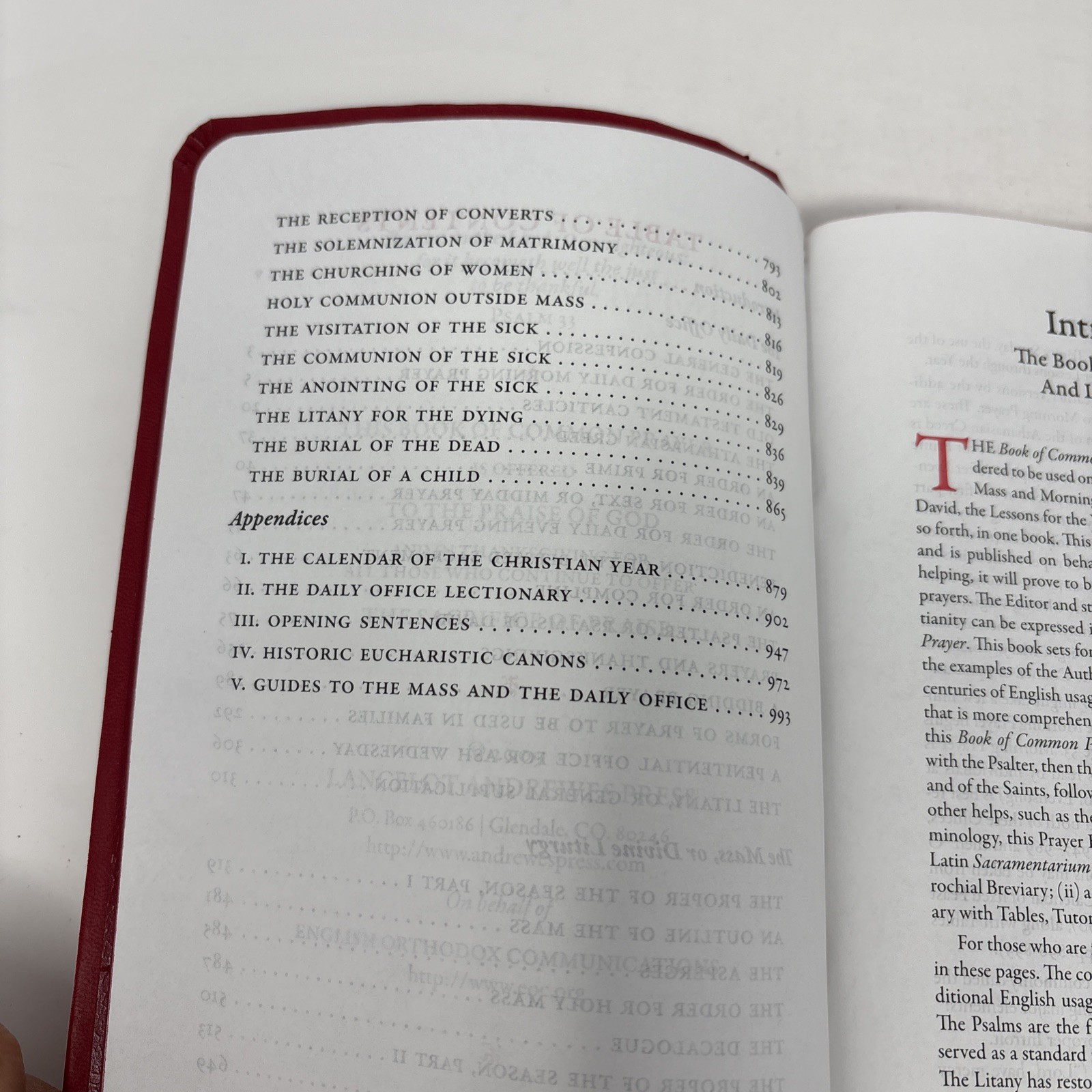 The Book of Common Prayer Red Faux Leather 2009 Orthodox Catholic First Edition