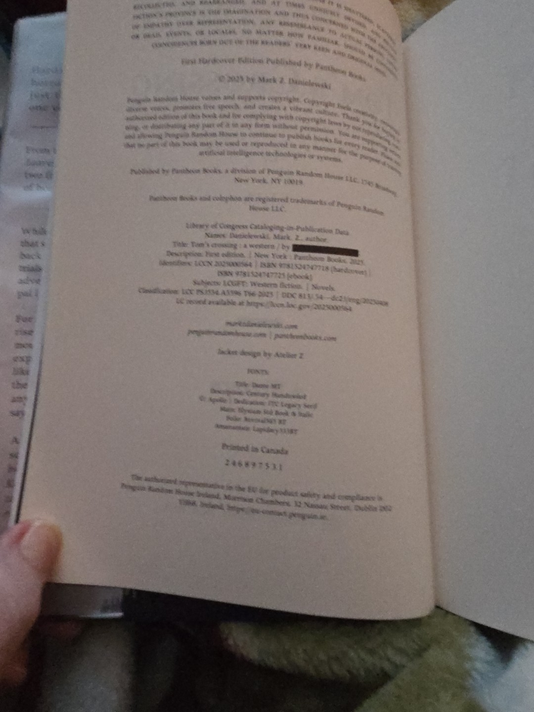 Tom’s Crossing~Signed By Mark Z. Danielewski~1st Edition~1st Printing~New