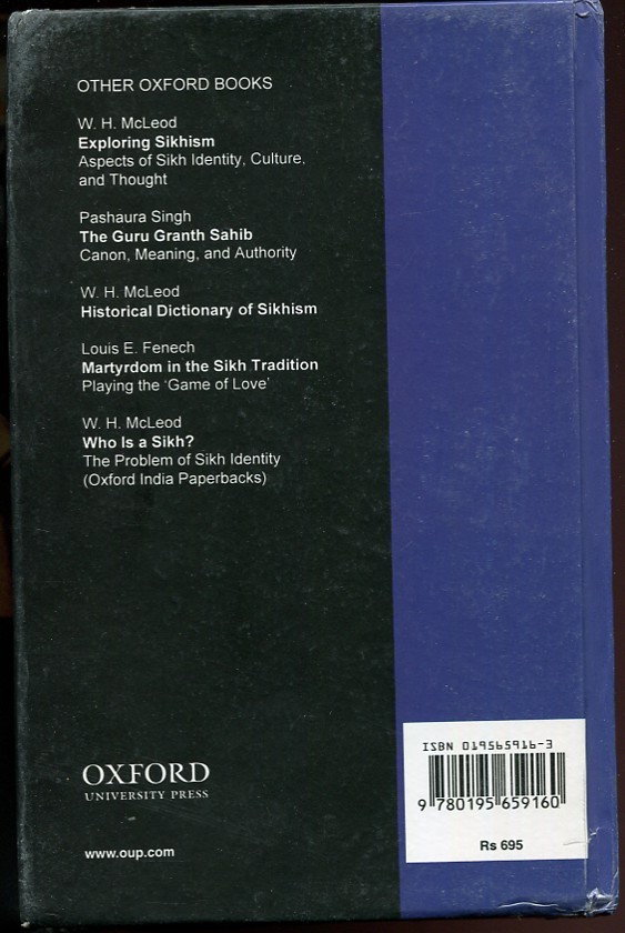 McLeod Sikhs of the Khalsa. A History of the Khalsa Rahit Oxford 2003 HC/DJ