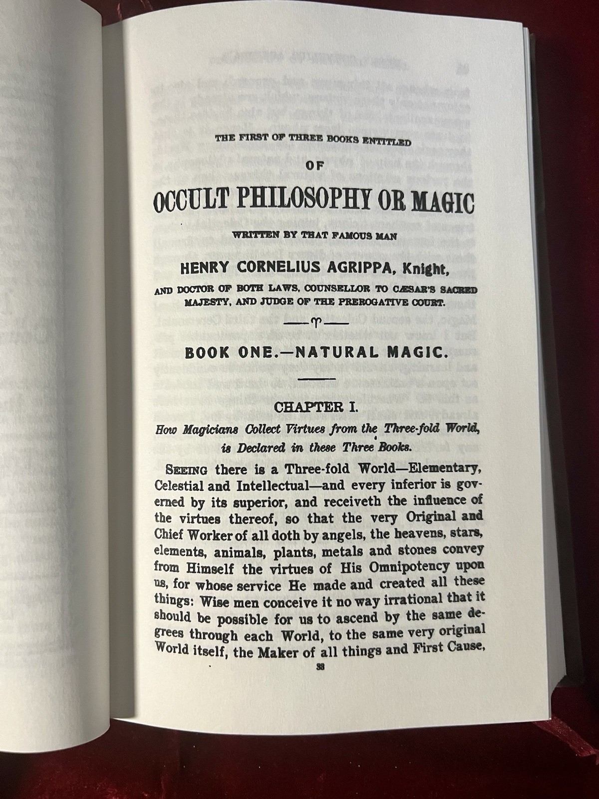 Occult Philosophy Natural Magic by Henry Cornelius Agrippa (leather HC)