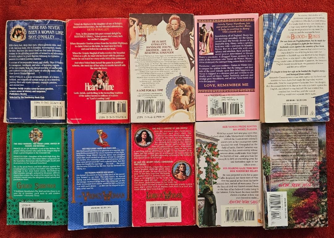 Used Romance Books – Johanna Lindsey, Bertrice Small, and other authors