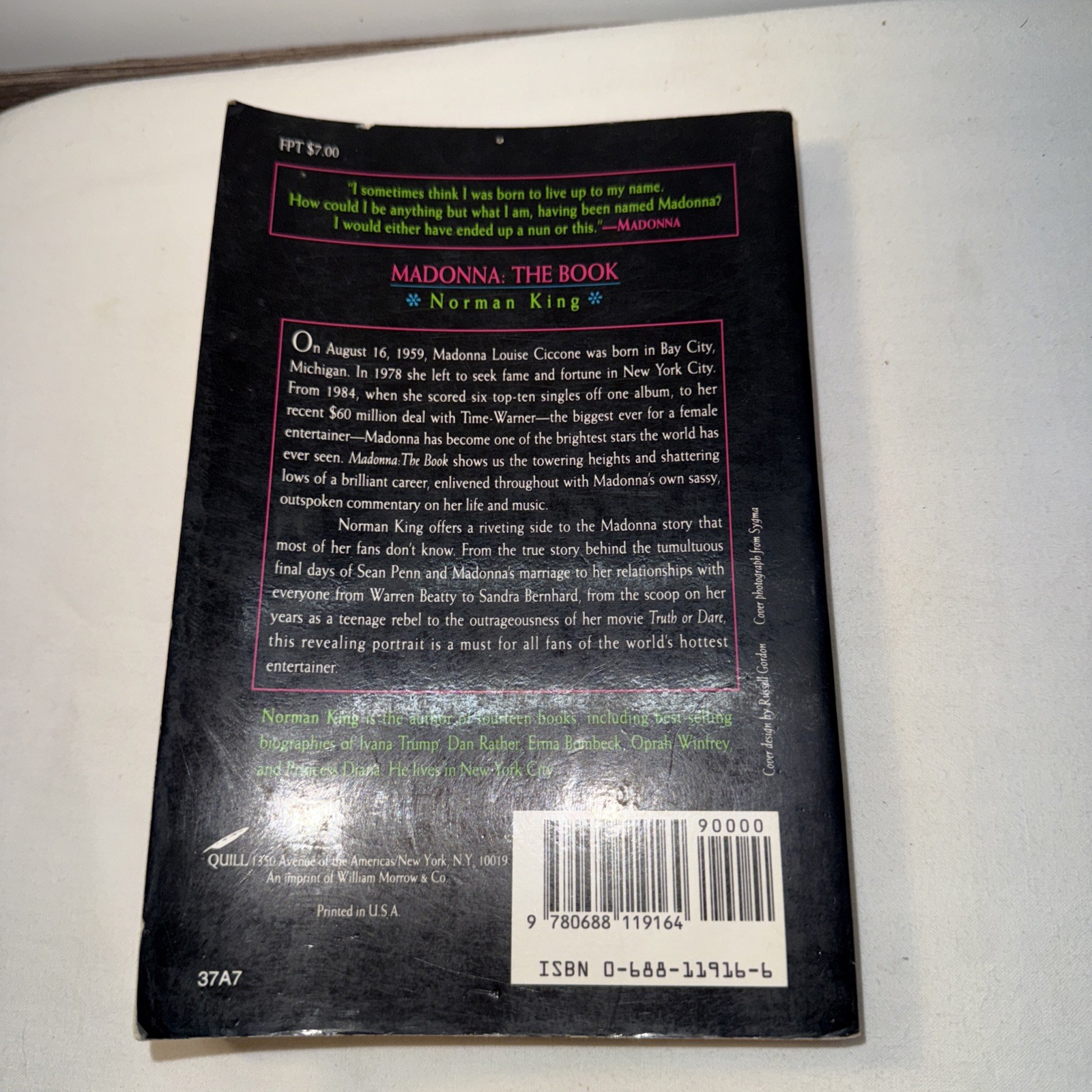MADONNA The Book large paperback book First Quill Edition PHOTOS 256 pages