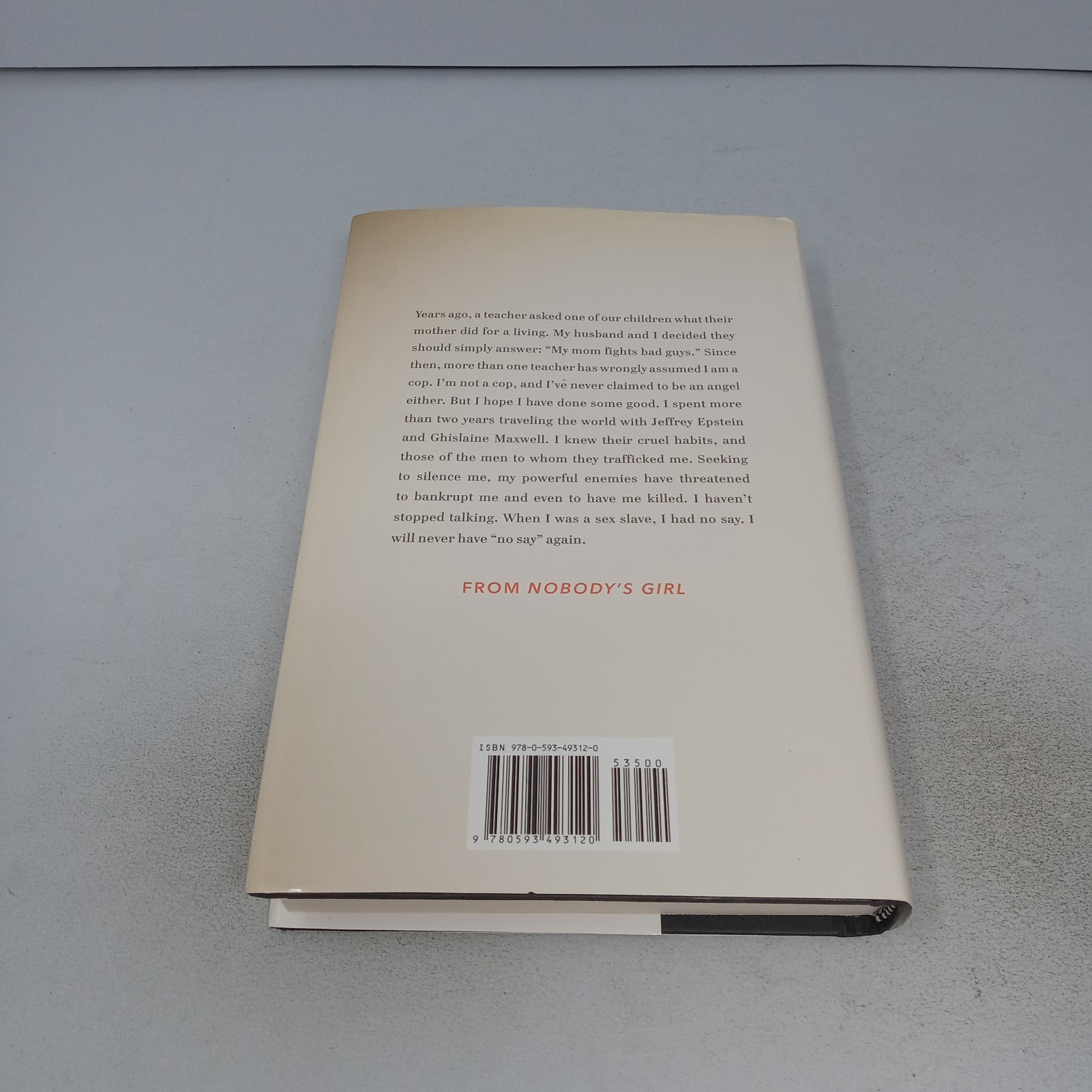 Nobody’s Girl: 2025 Alfred A. Knopf Hardcover by Virginia Roberts Giuffre