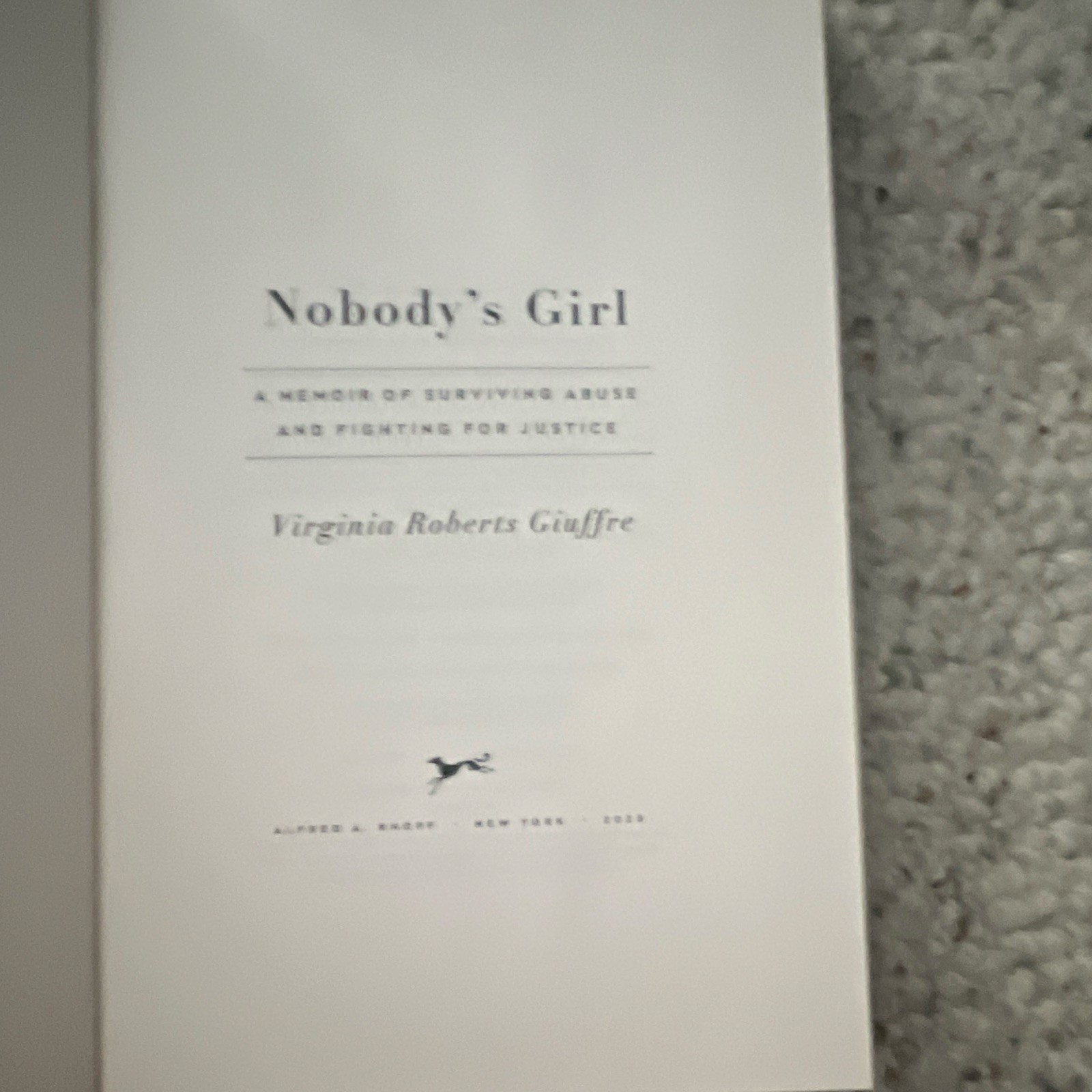 Virginia Roberts Giuffre Nobody’s Girl Hardcover Memoir 2025 Knopf Doubleday