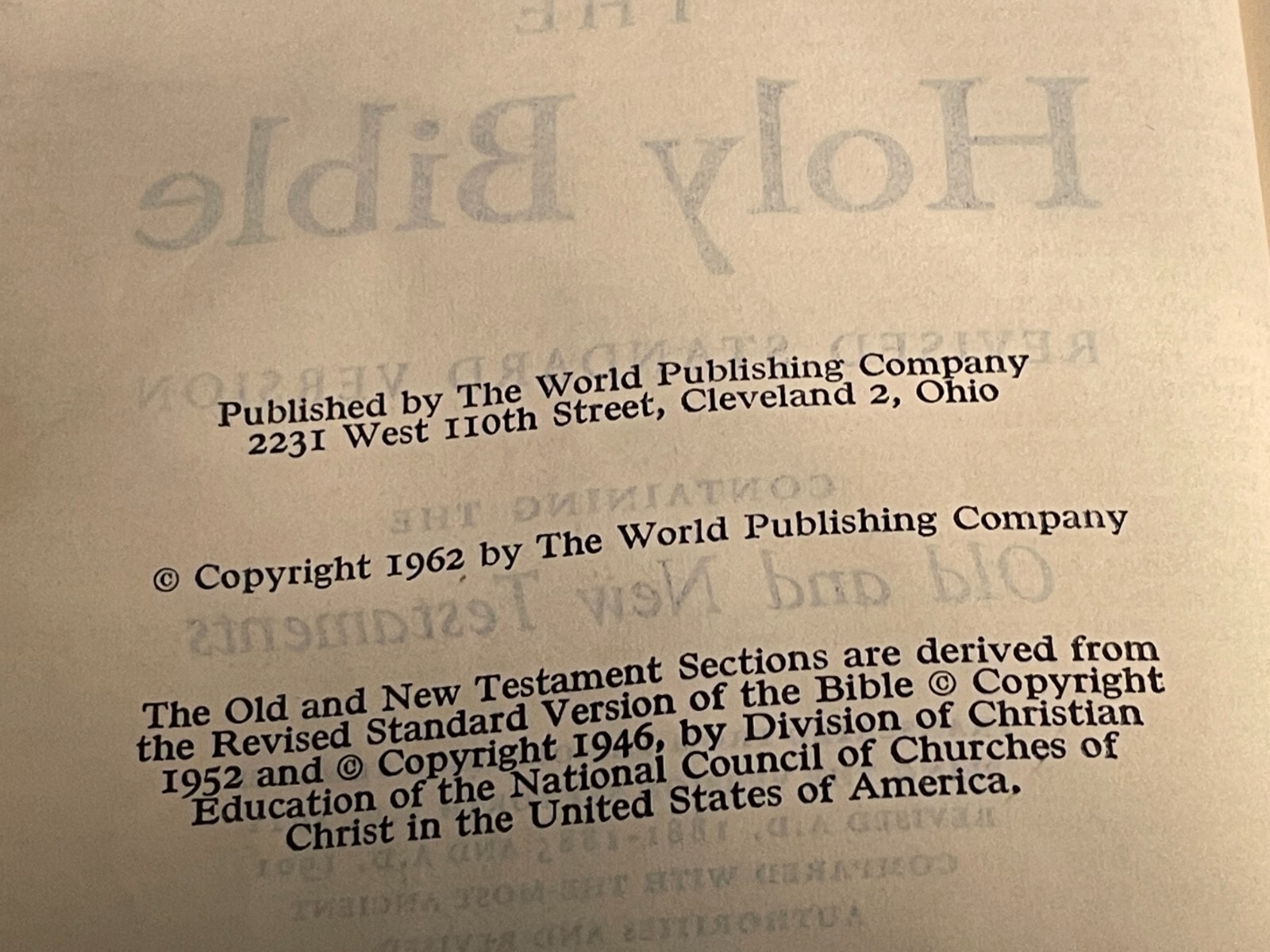 HOLY BIBLE & Concordance RSV 1962 World Publishing vintage Revised Standard