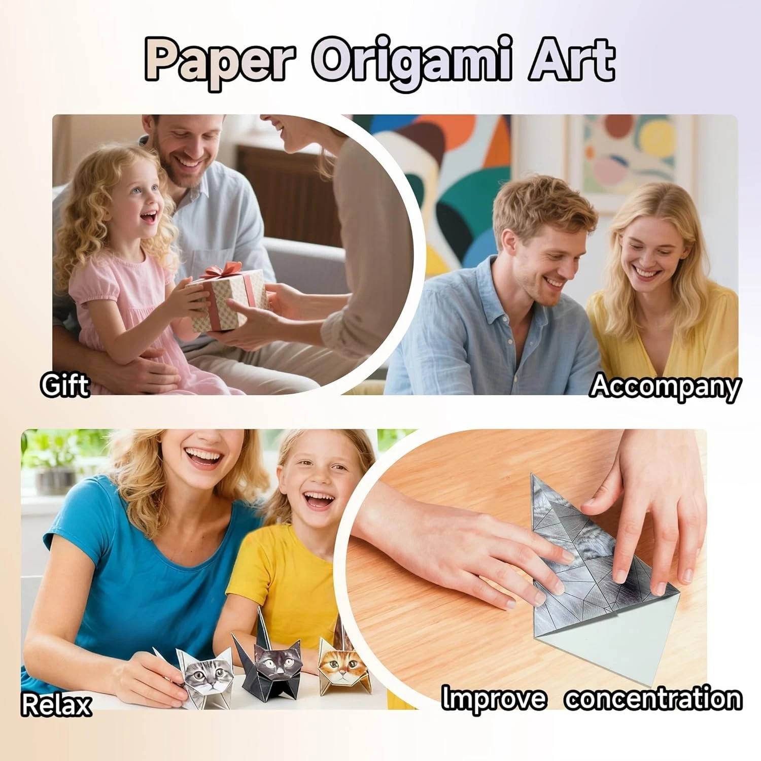 Fold Your Own Paper Cats Origami Kit/50 Sheets Real CatBreeds Craft Activity 12z