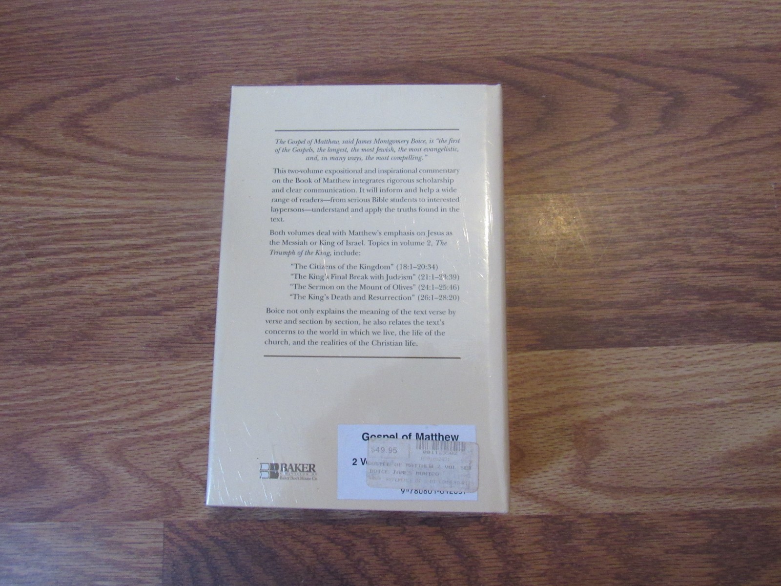THE GOSPEL OF MATTHEW By James Montgomery Boice, 2 Volume Set NEW In Shrinkwrap