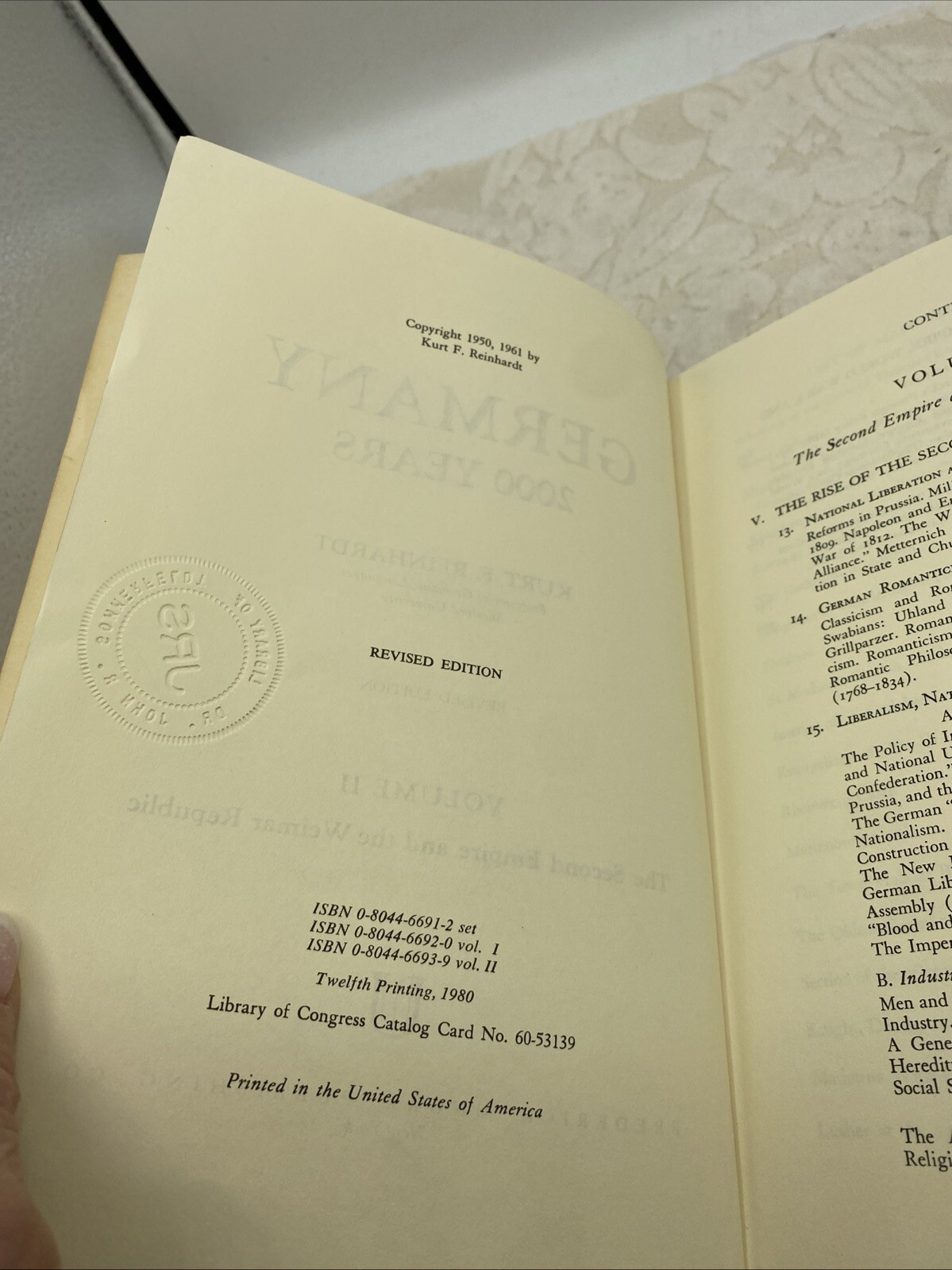 Germany: 2000 Years, Volumes I and II Set, Reinhardt 1961