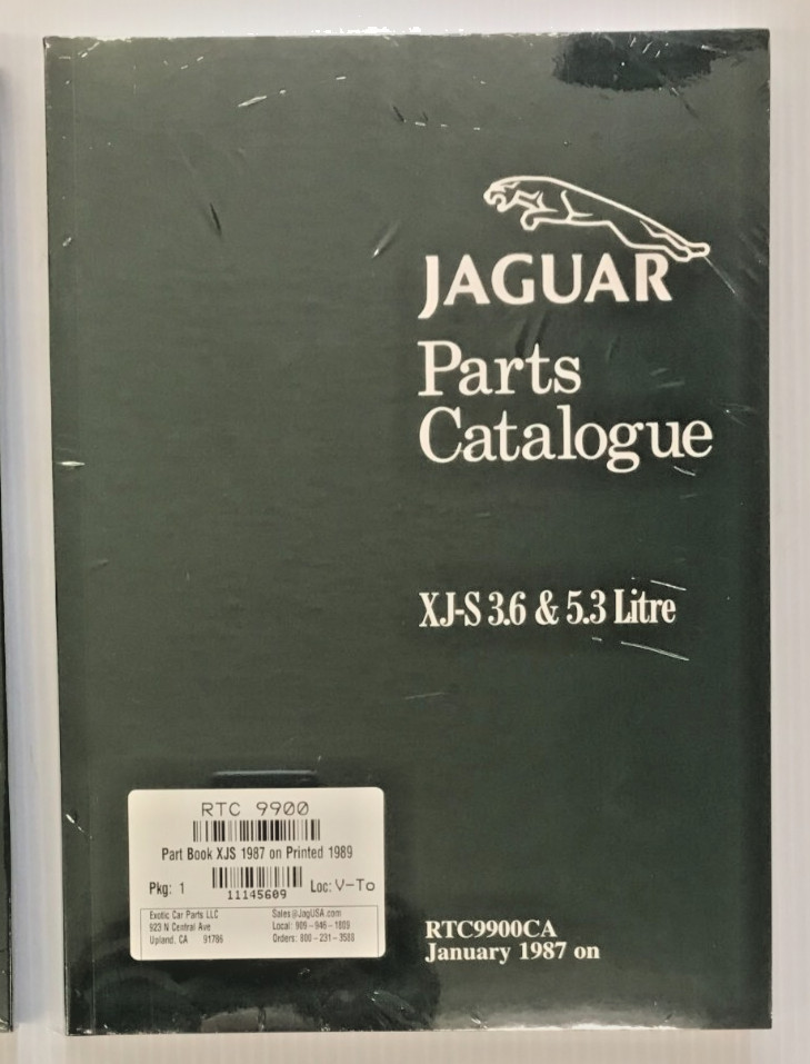 Jaguar XJ-S 3.6 and 5.3 Parts Catalogue 1987 on RTC9900CA NEW SEALED