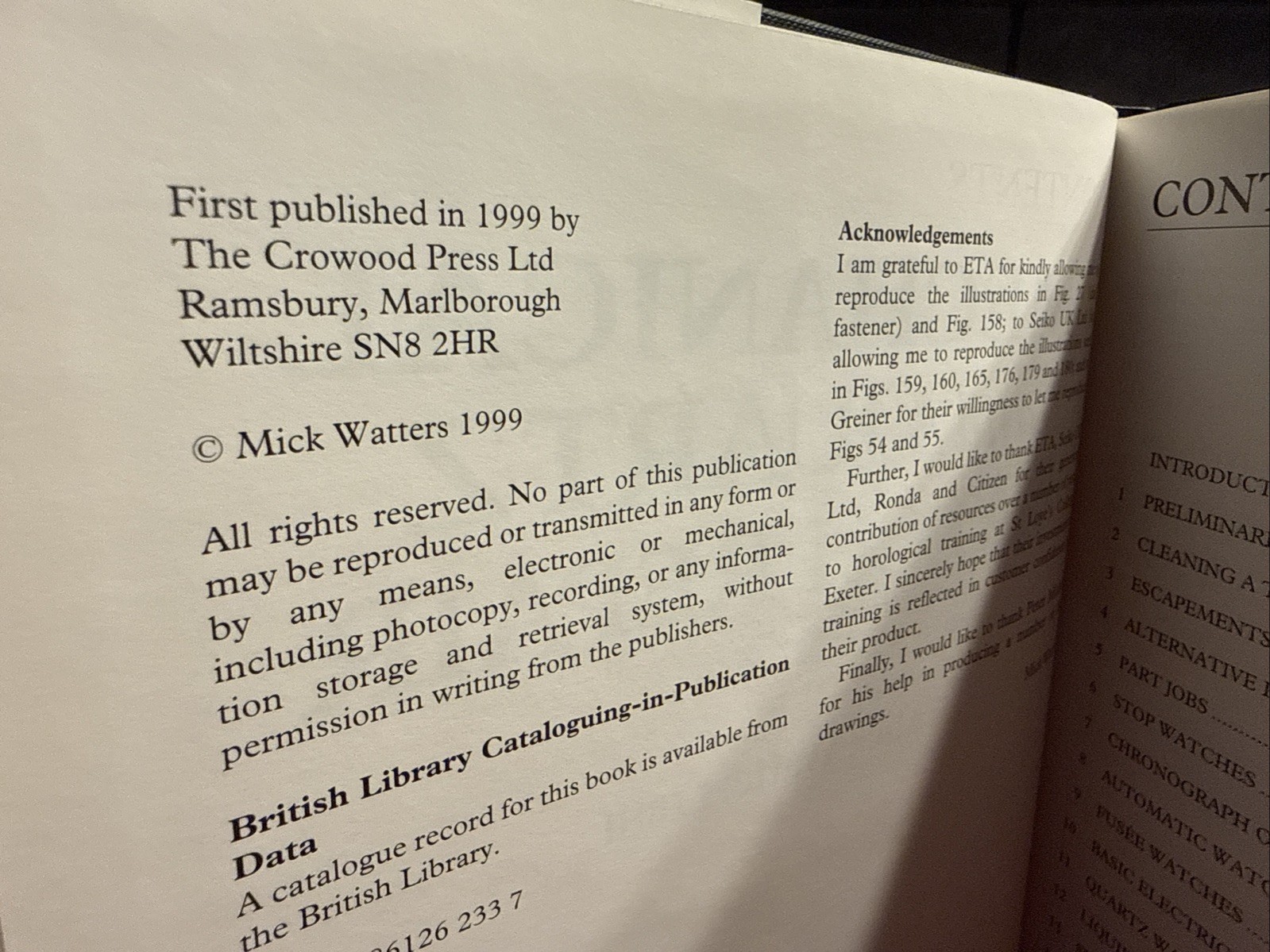 MECHANICAL and QUARTZ WATCH REPAIR by Mick Watters FBHI (1999) Crowd Press