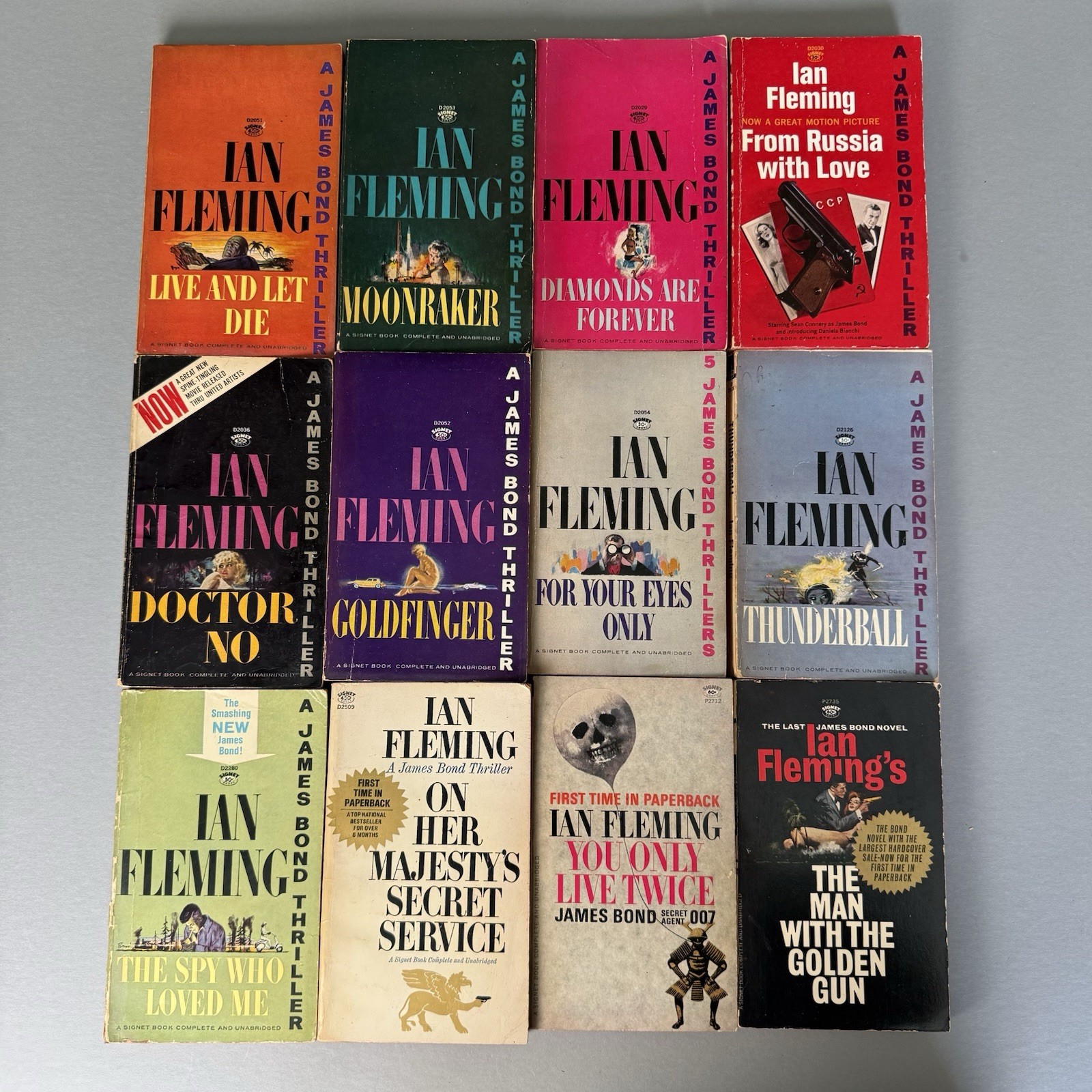 Vintage Ian Fleming James Bond Paperbacks 1960s – Lot of 12 Some 1st Ed. Nice!