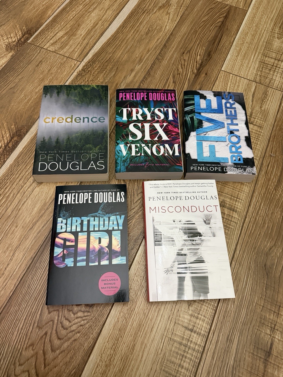 Penelope Douglas Book Lot Of 5 Credence Birthday Girl Misconduct Five Brothers
