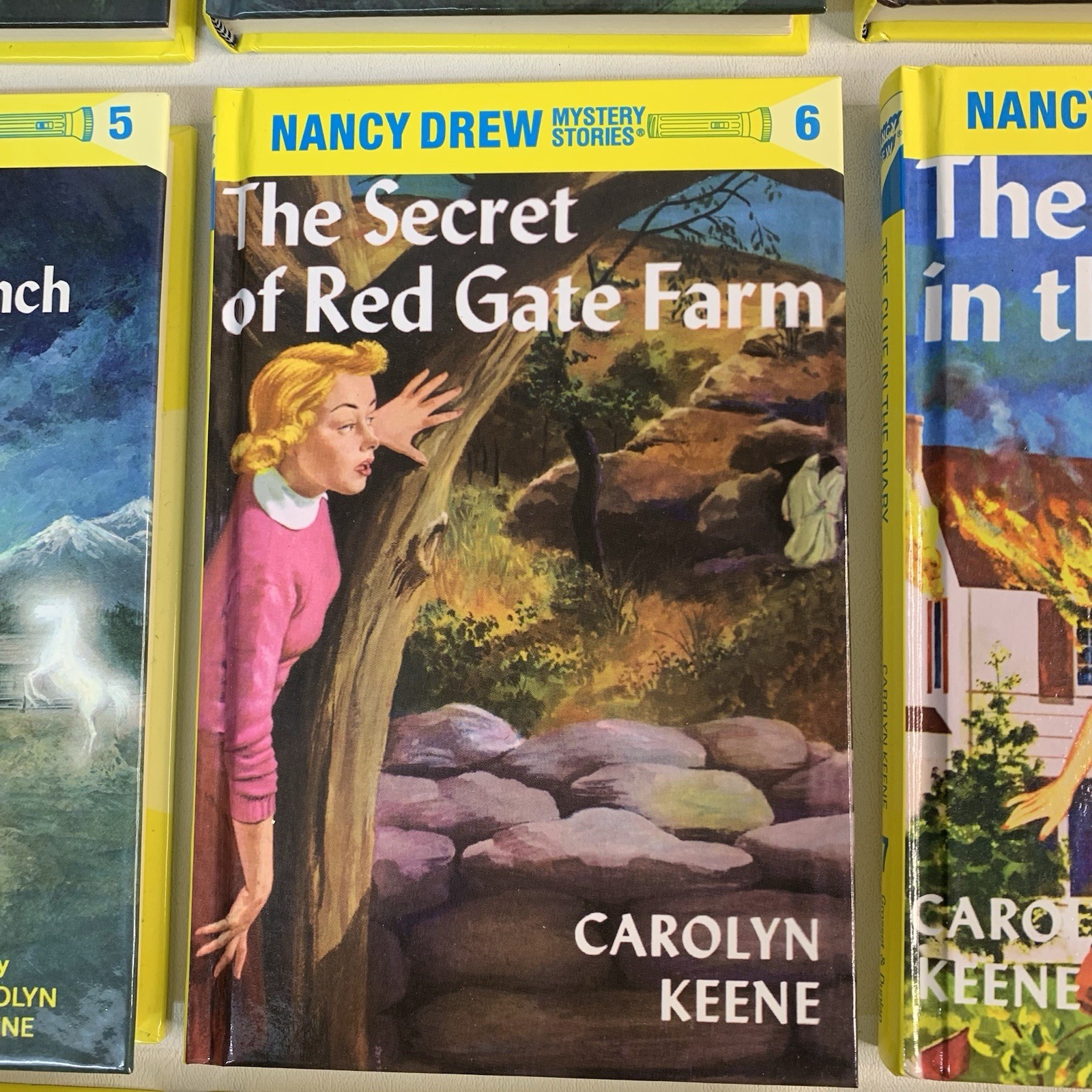 Lot of 13 Nancy Drew Books Flashlight Yellow Spine HC Books 1- 10, 20, 34 & 48