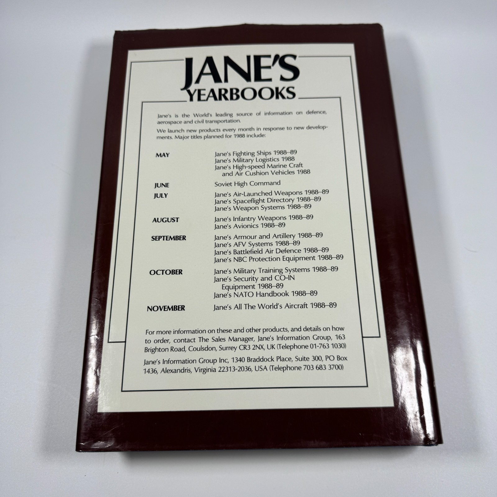Jane’s Infantry Weapons 1988/89 Edited by Ian V. Hogg 14th Edition HC/DJ 1988