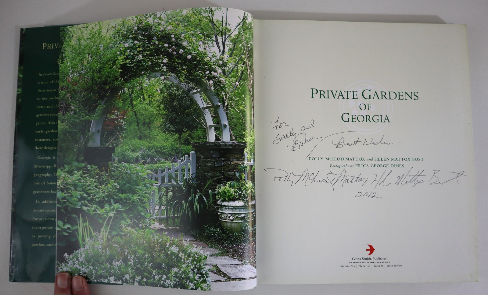 Private Gardens of Georgia 2008 Mattox Bost Signed 1st Ed Gibbs Smith HC DJ