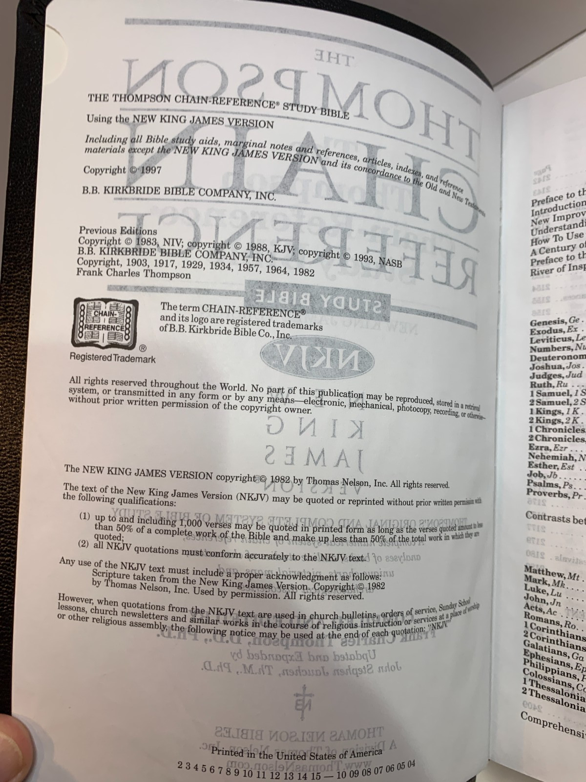 NKJV Thompson Chain Reference Bible Black Genuine Leather Nelson 3556 W/ Box