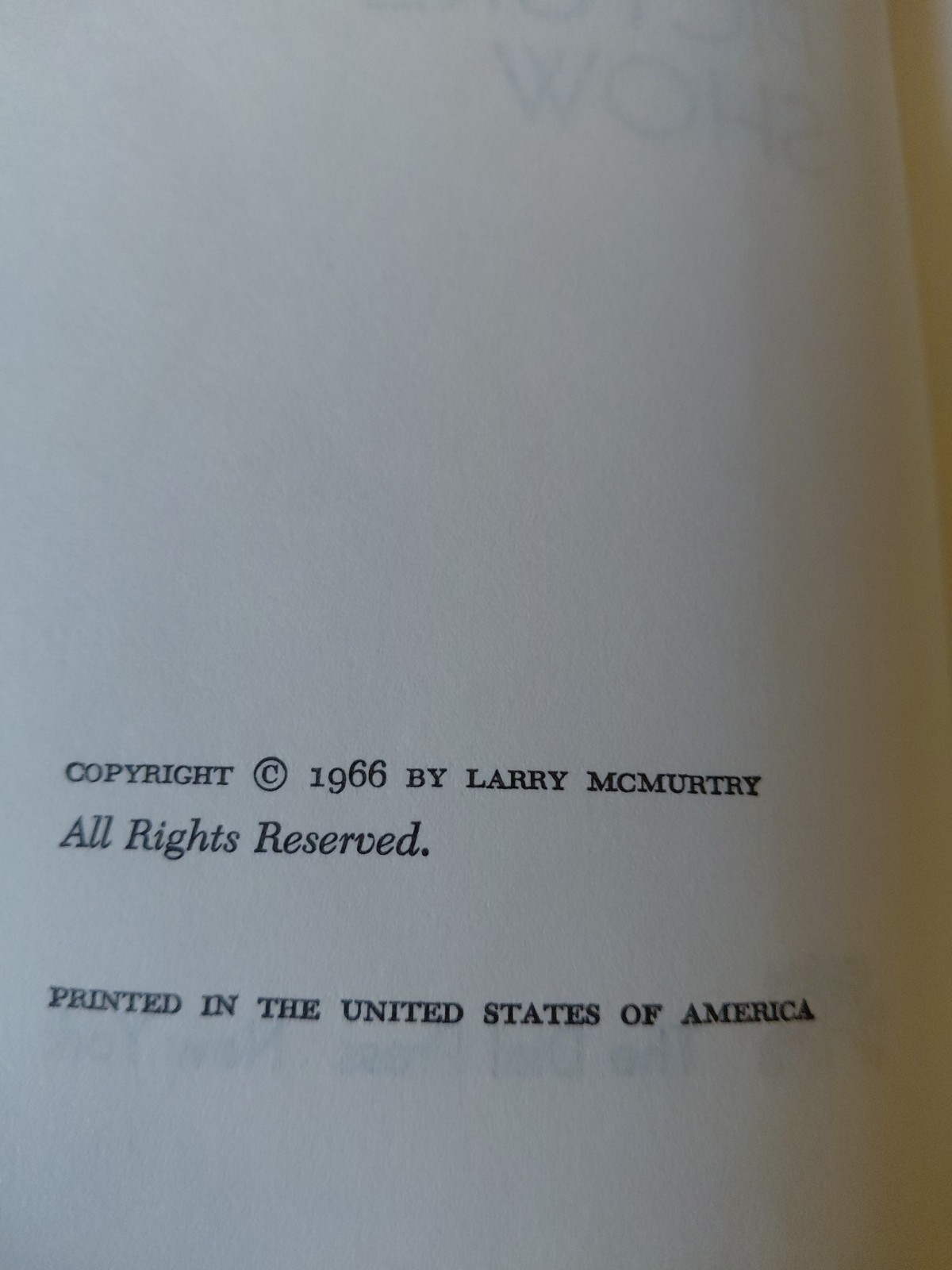 The Last Picture Show By Larry McMurtry Hardcover 1966 BCE