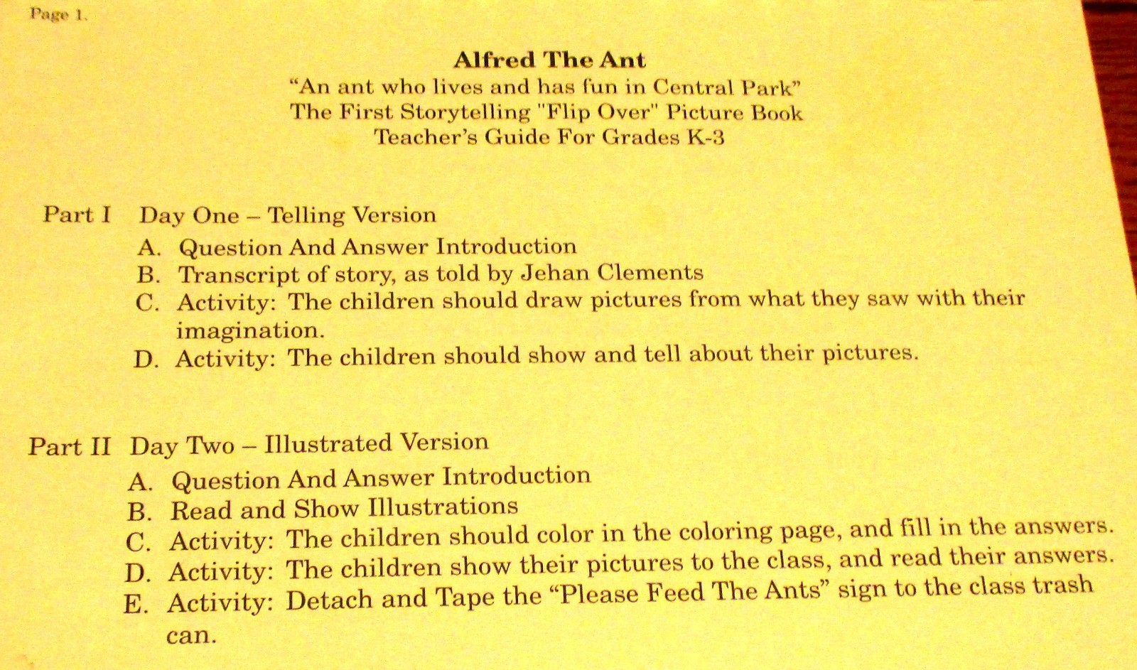 1988 Alfred The Ant by Jehan Clements SIGNED Spiral Bound Book 47 Pages RARE!!!