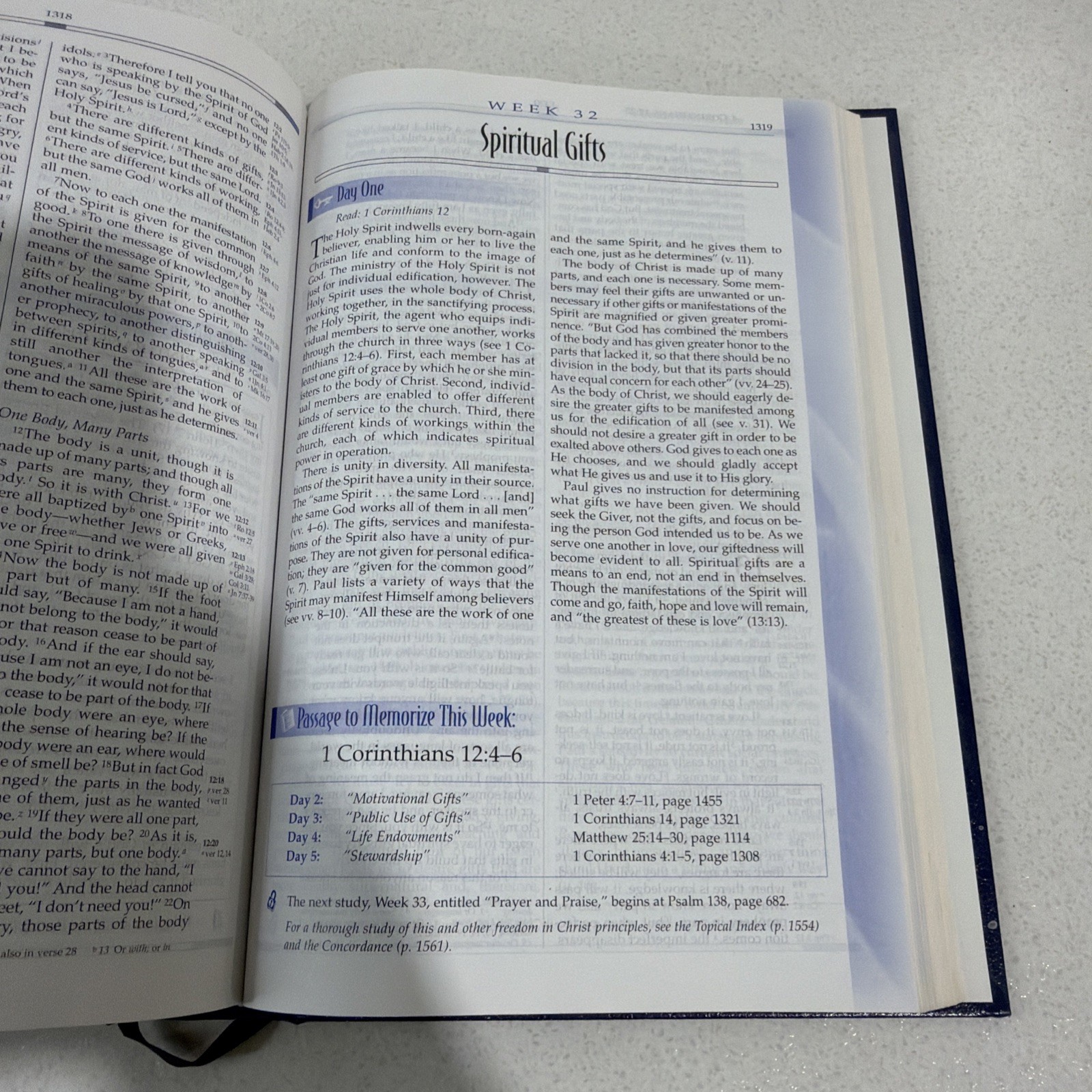 Freedom in Christ Bible by Zondervan Staff Blue 2001 Paint Splatter On Book