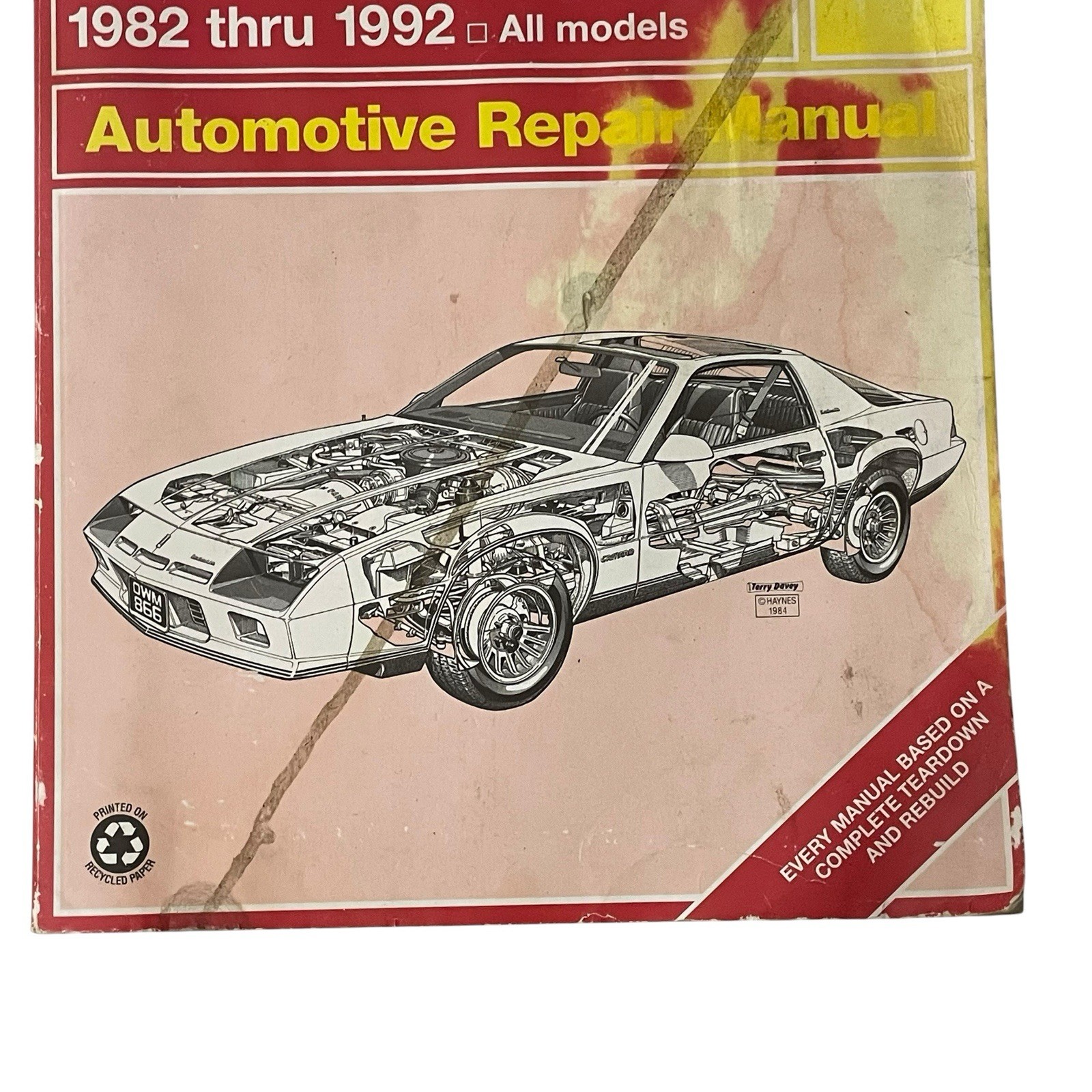 Chevrolet Camaro Haynes Repair Manual 1982 Thru 1992 All Models # 866 24016