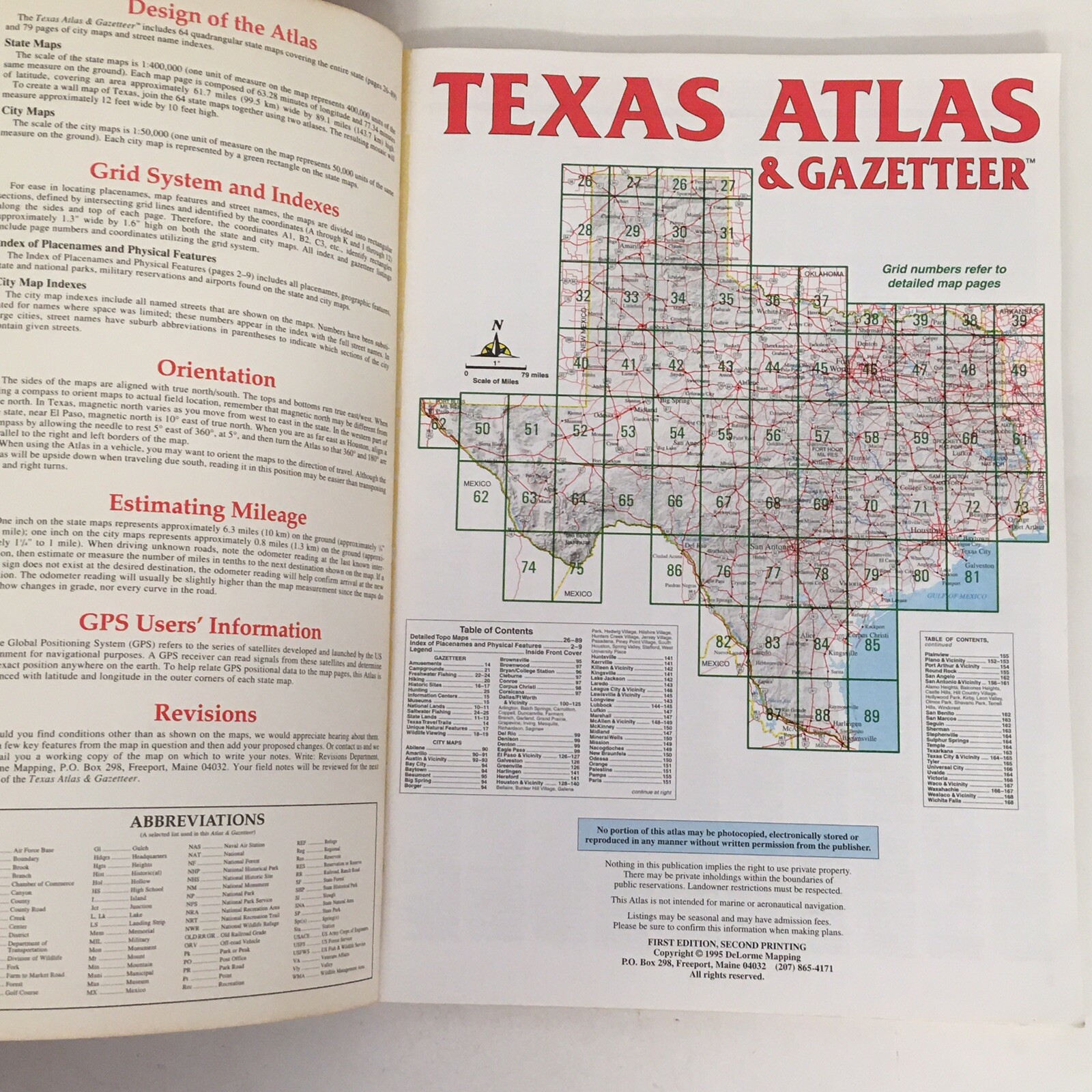 Texas Atlas & Gazetteer DeLorme 1995 – 168 Pages – First Edition Second Printing