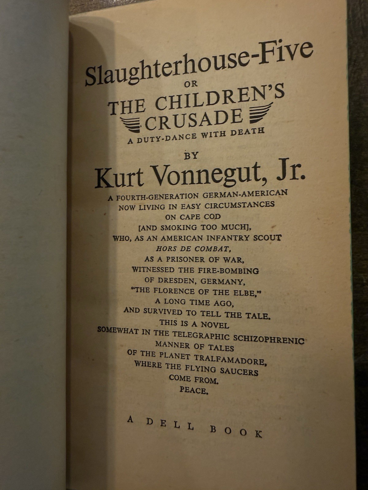 Slaughterhouse Five Kurt Vonnegut Jr Dell Vintage Paperback 1973